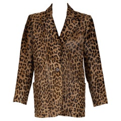 Vintage Yves Saint Laurent Leopard Print Pony Pelz Blazer Jacke YSL