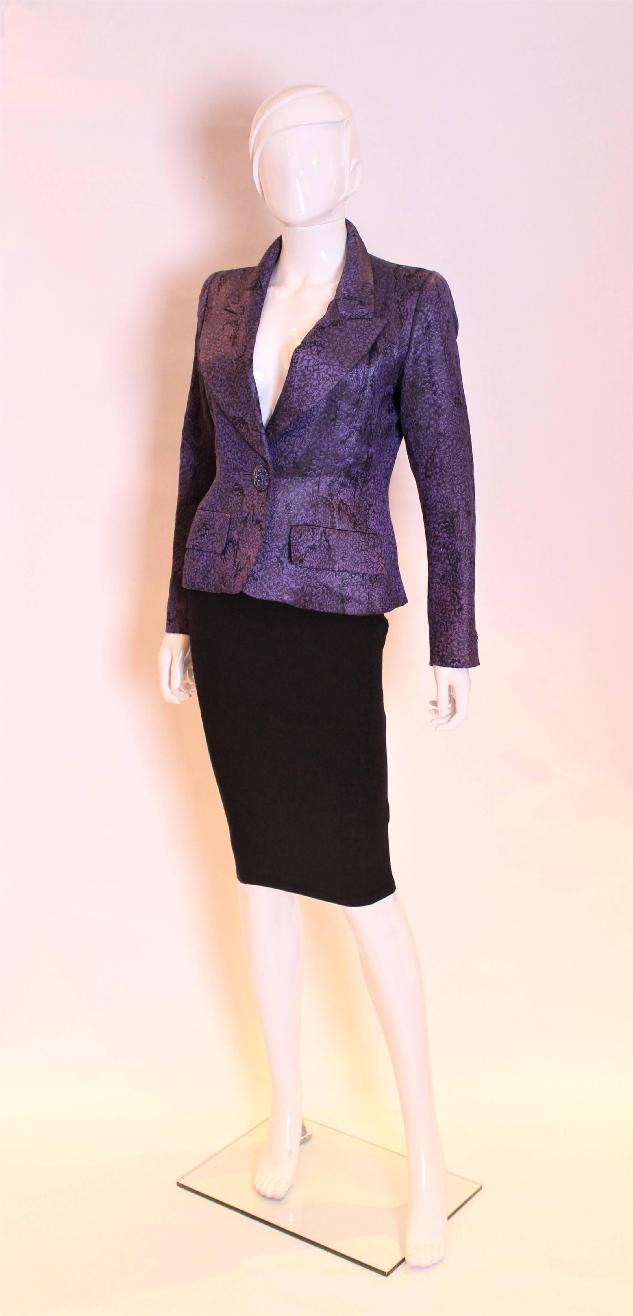 Vintage Yves Saint Laurent Lilac and Black Jacket In Excellent Condition For Sale In London, GB