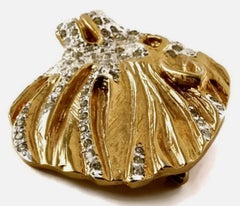 Vintage YVES SAINT LAURENT Lion Rhinestone Sculptured Brooch