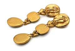 Vintage YVES SAINT LAURENT Long Geometric Faceted Stone Earrings
