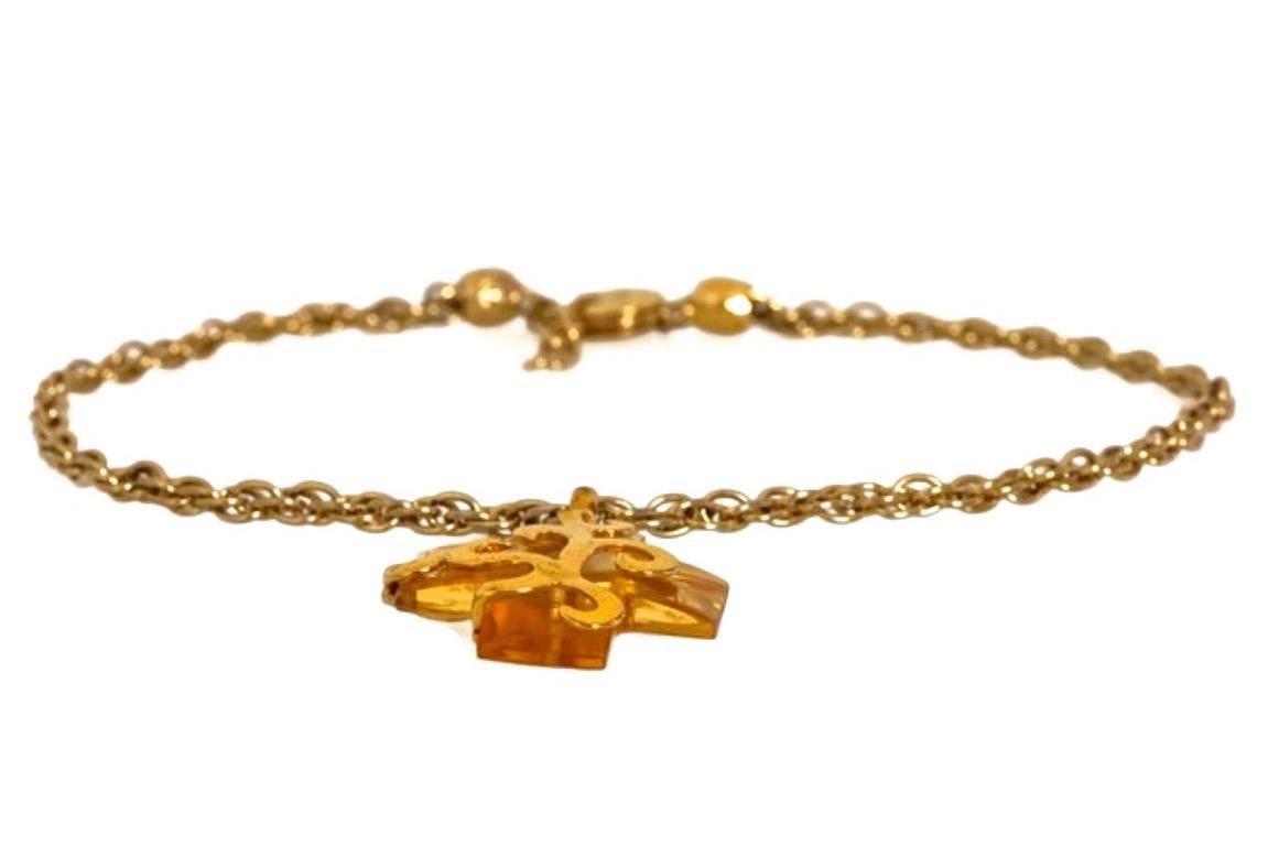 Women's Vintage YVES SAINT LAURENT Lucite Gold Overlay Cross Necklace