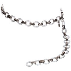 Vintage Yves Saint Laurent Lucite Rings Silver Link Belt Necklace