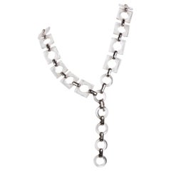 Vintage Yves Saint Laurent Lucite Squares Silver Necklace Belt