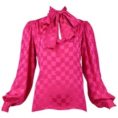 Vintage Yves Saint Laurent Magenta Check Blouse