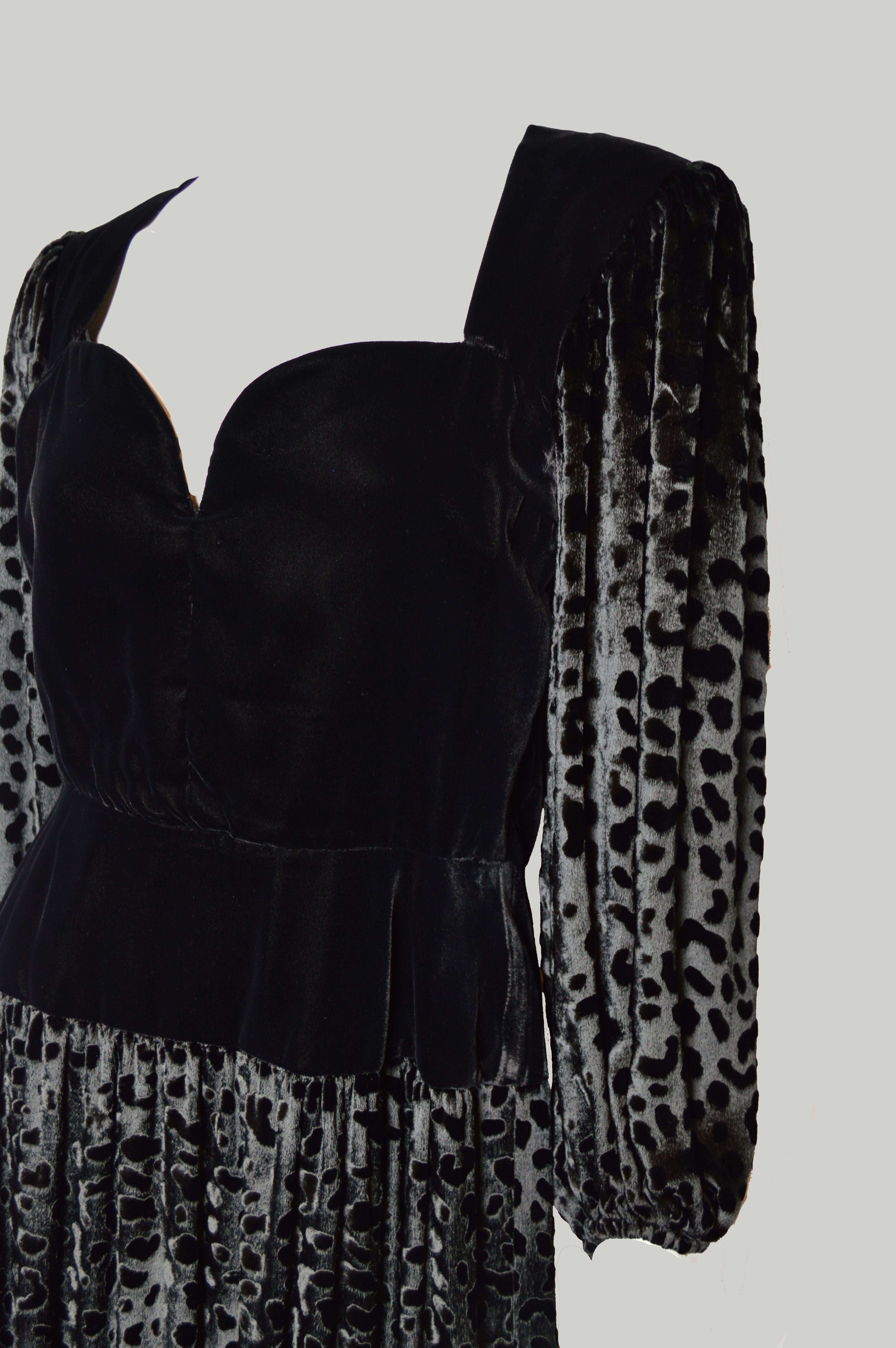 Women's Vintage Yves Saint Laurent maxi demi-couture velvet dress, 1980s  For Sale