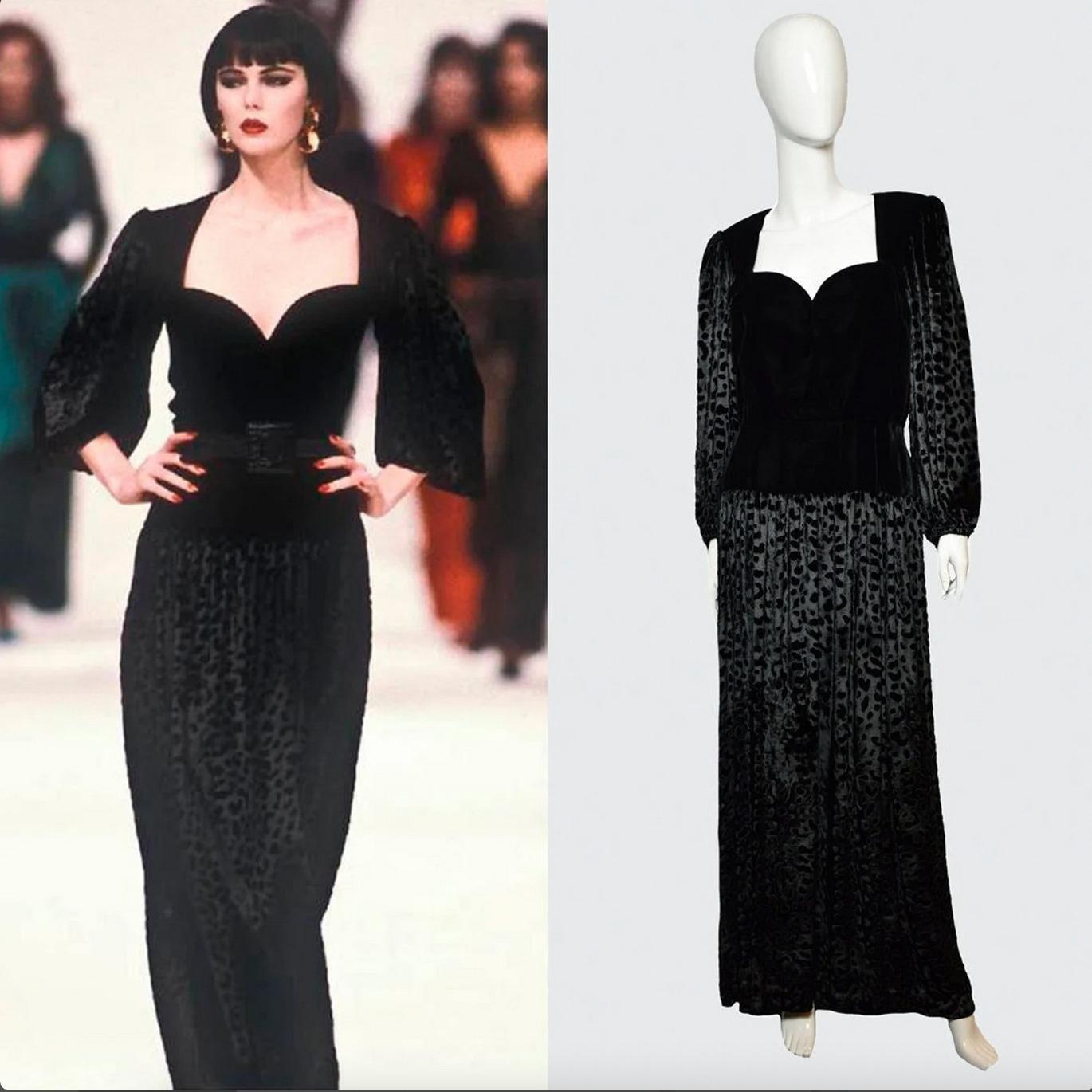 Vintage Yves Saint Laurent maxi demi-couture velvet dress, 1980s  For Sale 2