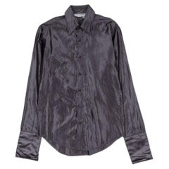 Vintage Yves Saint Laurent Men Silk Shirt Rive Gauche French Cuffs Size 40-M
