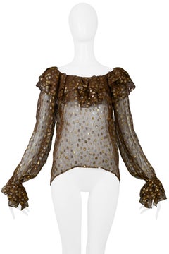 Vintage Yves Saint Laurent Metallic Dot Blouse