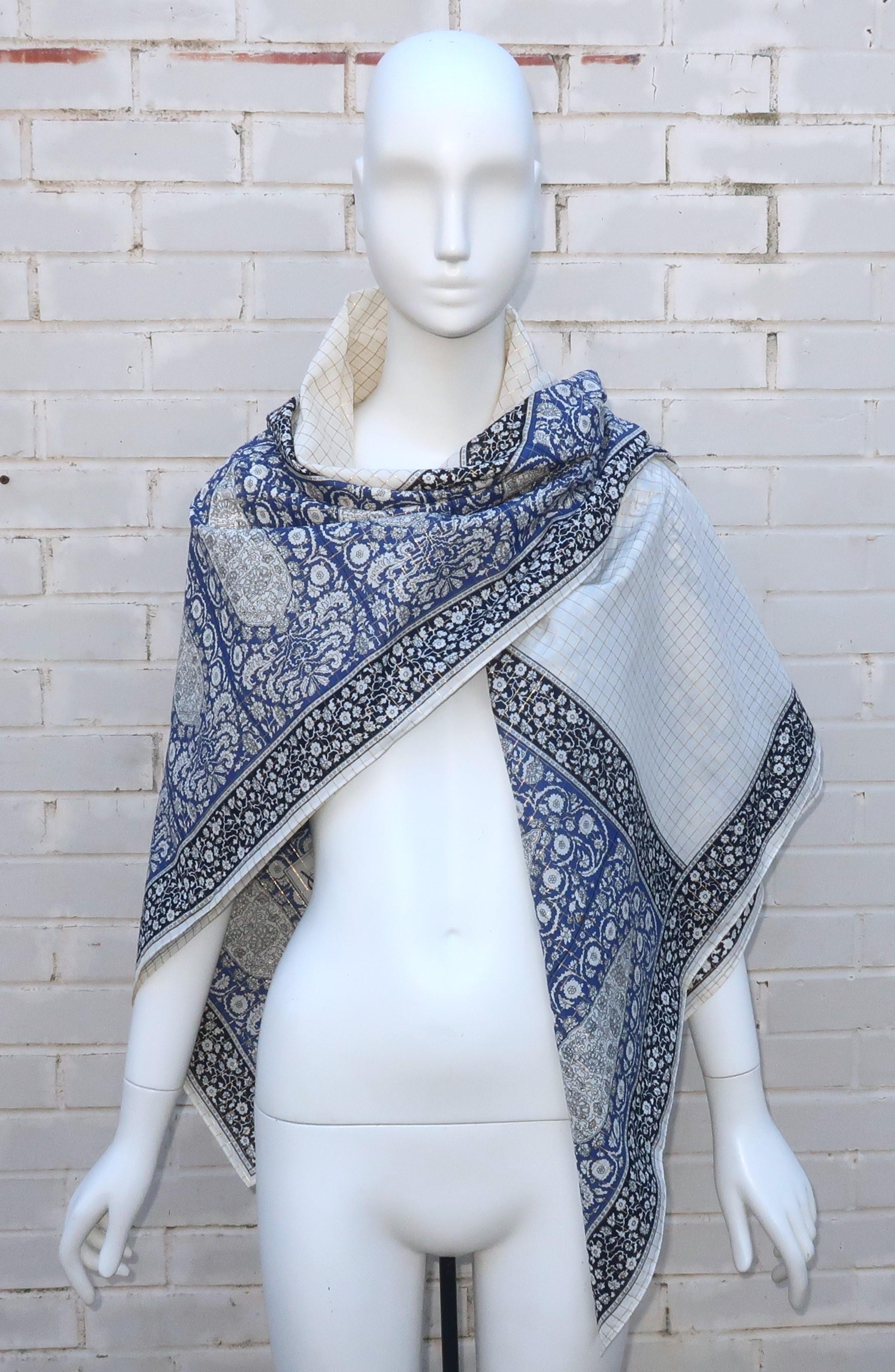 Vintage YVES SAINT LAURENT Moroccan Inspired Extra Large Cotton Scarf 5