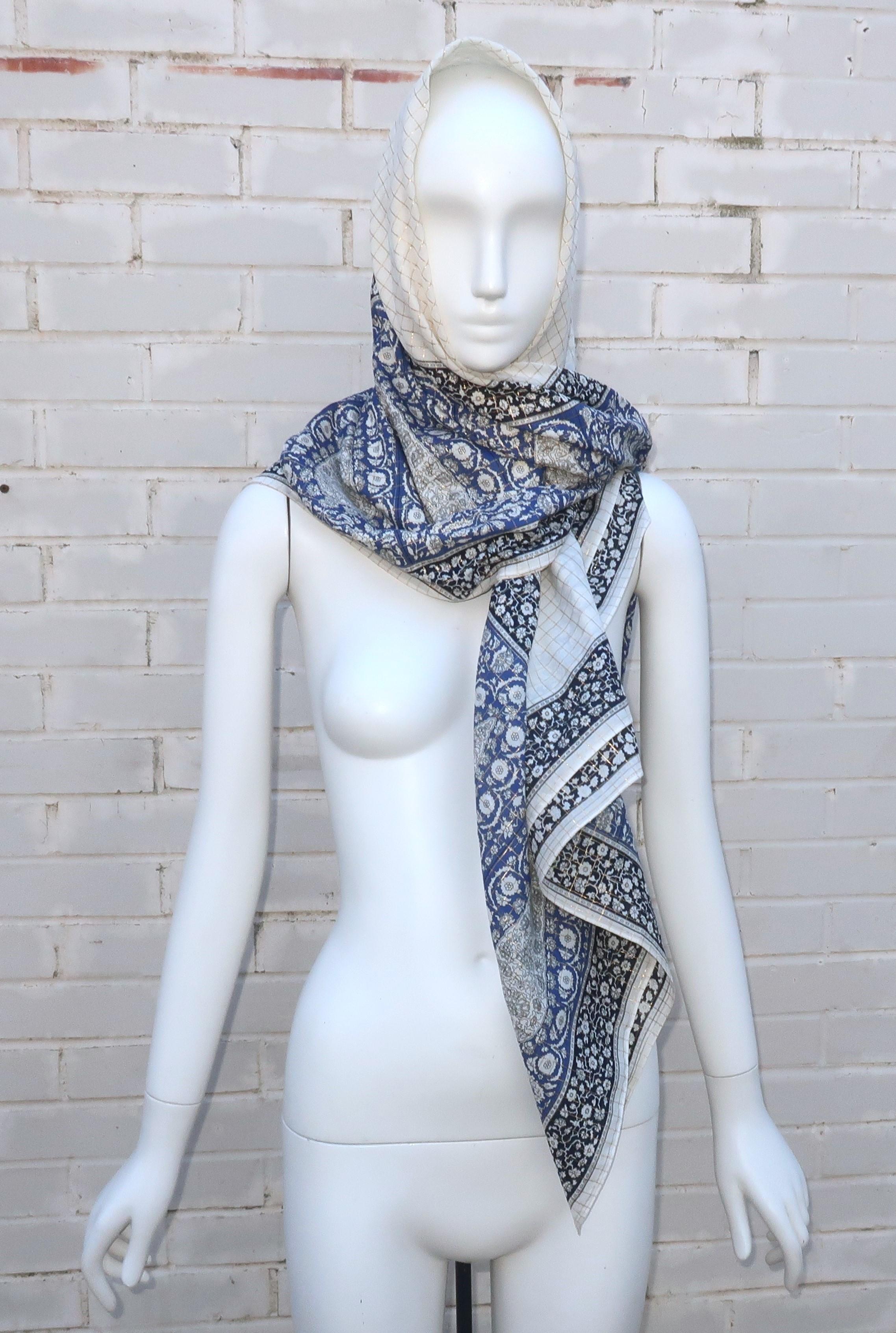 Vintage YVES SAINT LAURENT Moroccan Inspired Extra Large Cotton Scarf 6