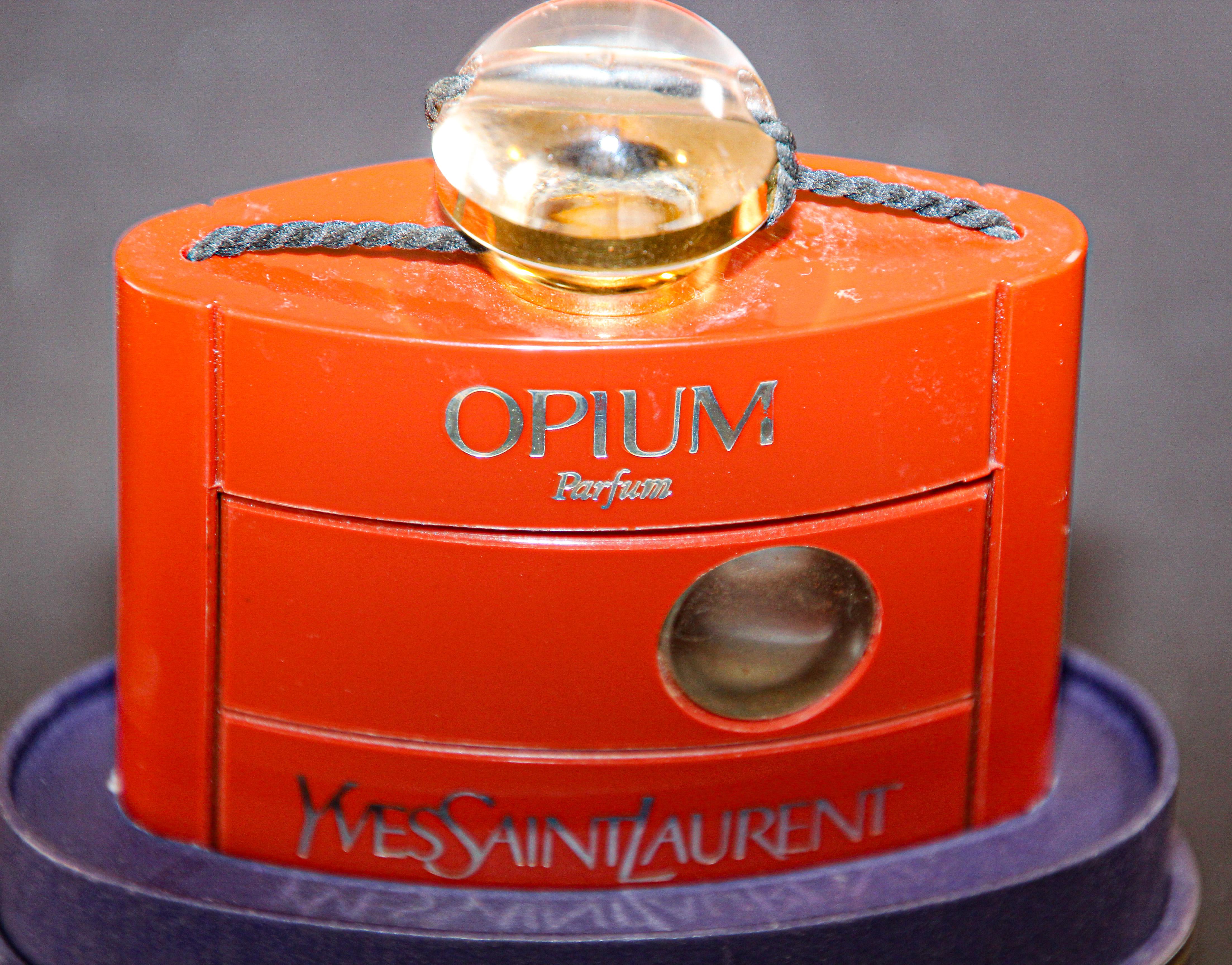 Vintage Yves Saint Laurent Opium Parfum Made in France Collectible Bottle 1980's For Sale 3