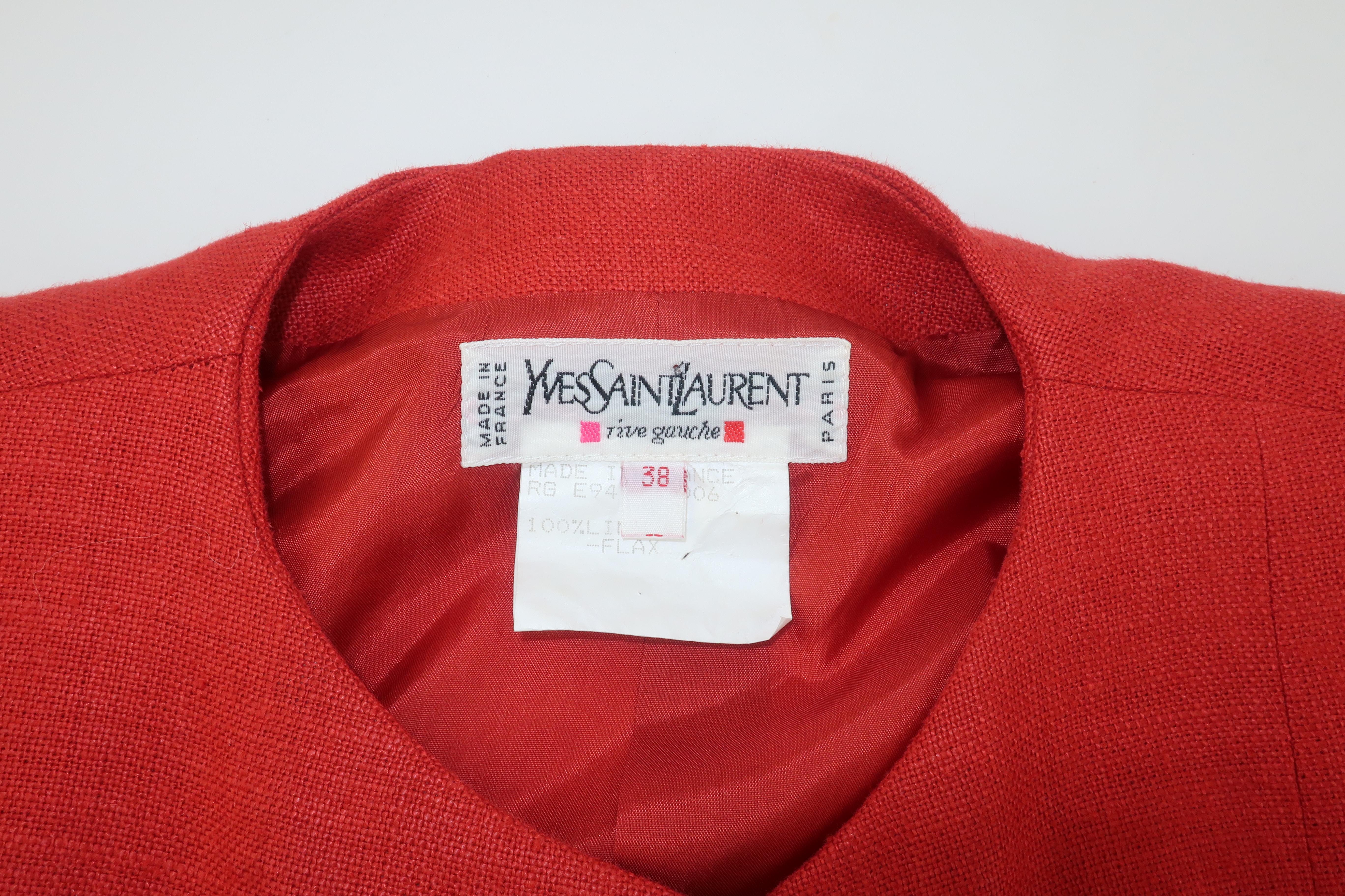 Vintage Yves Saint Laurent Orange Linen Jacket 4