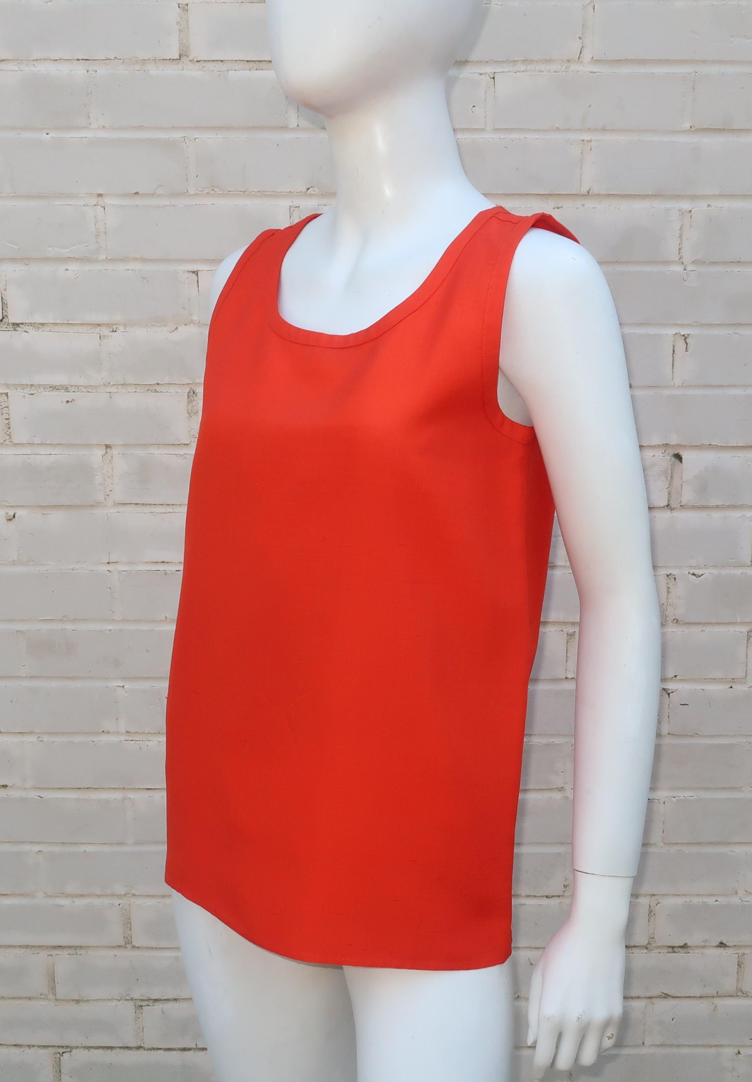 Vintage Yves Saint Laurent-Blusentop in Orange aus Rohseide Damen im Angebot