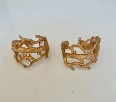 Vintage YVES SAINT LAURENT 70's Haute Couture Pair of Gold Cuff