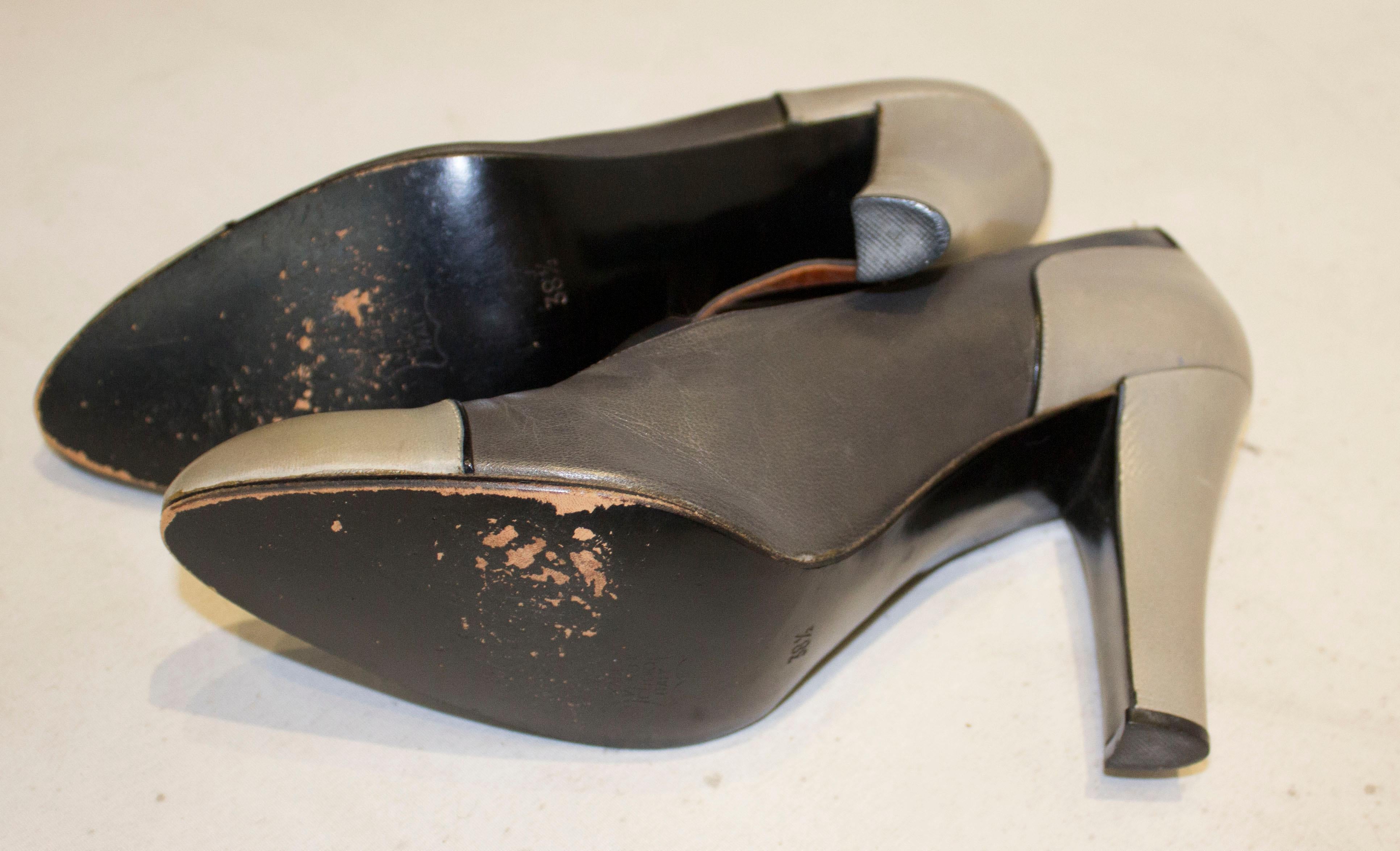 Vintage Yves Saint Laurent Paris Grey Leather Shoes 1