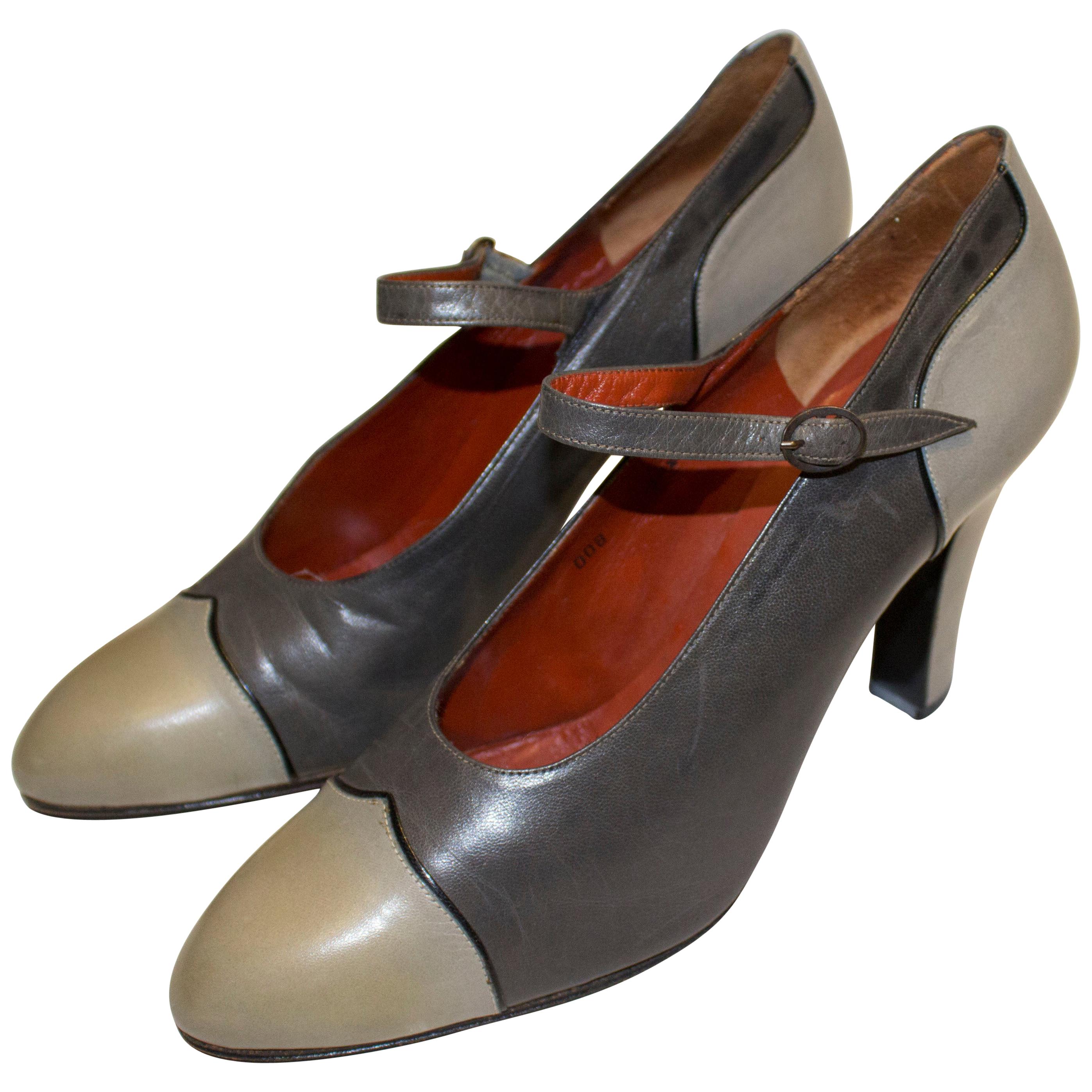 Vintage Yves Saint Laurent Paris Grey Leather Shoes