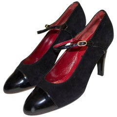Vintage Yves Saint Laurent Paris Shoes in Black Patent and Suede,