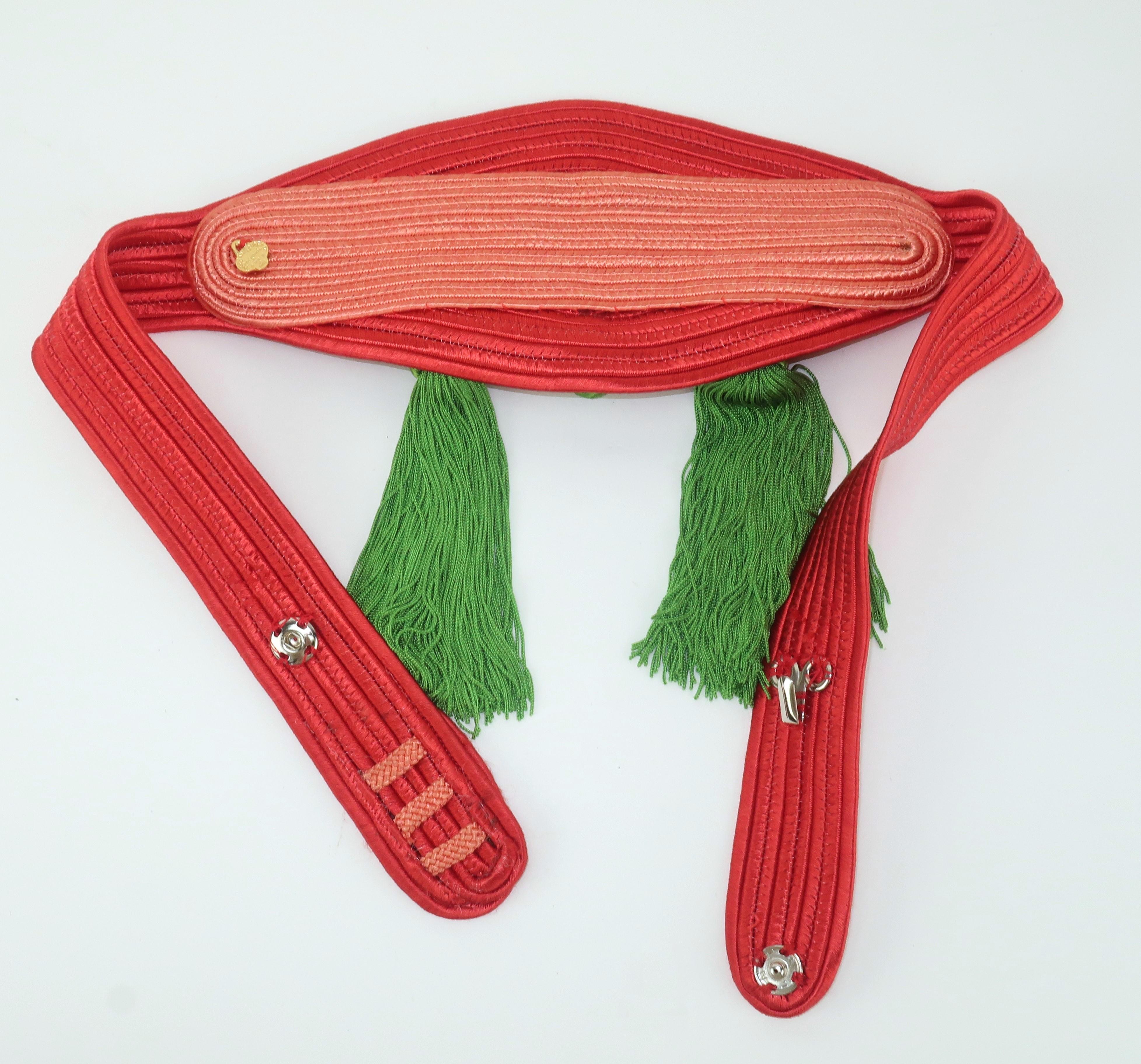 Vintage YVES SAINT LAURENT Passementerie Silk Tassel Cummerbund Belt en vente 5
