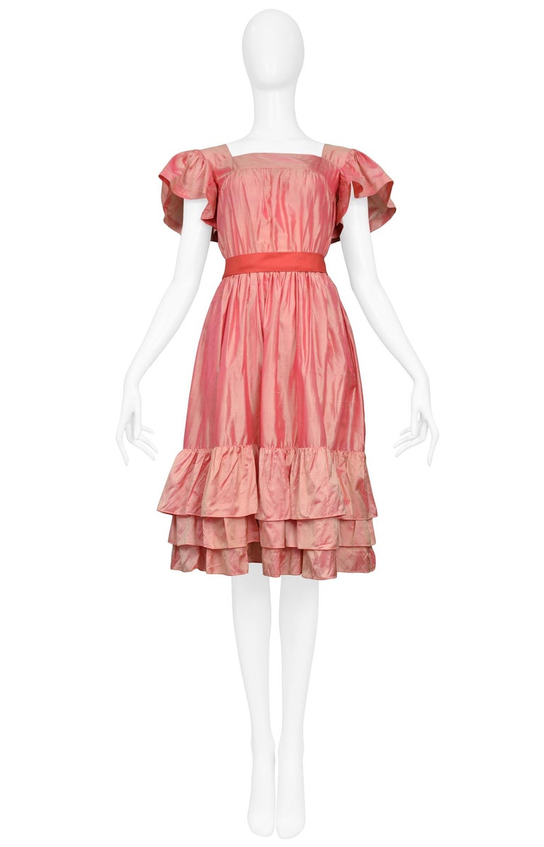Vintage Yves Saint Laurent YSL Pink Taffeta Ruffle Party Dress For Sale at  1stDibs
