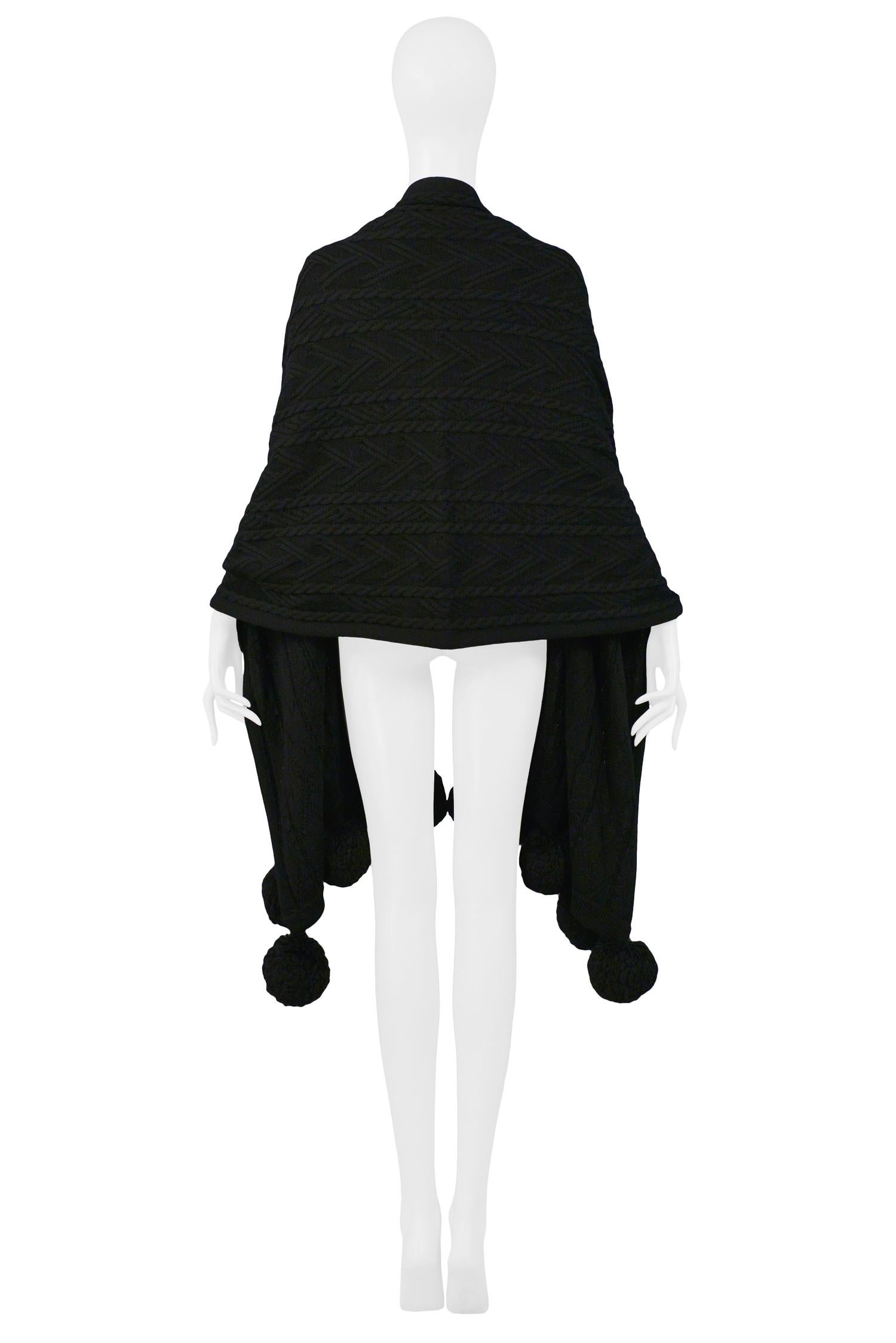Women's or Men's Vintage Yves Saint Laurent Black Pom Pom Wrap