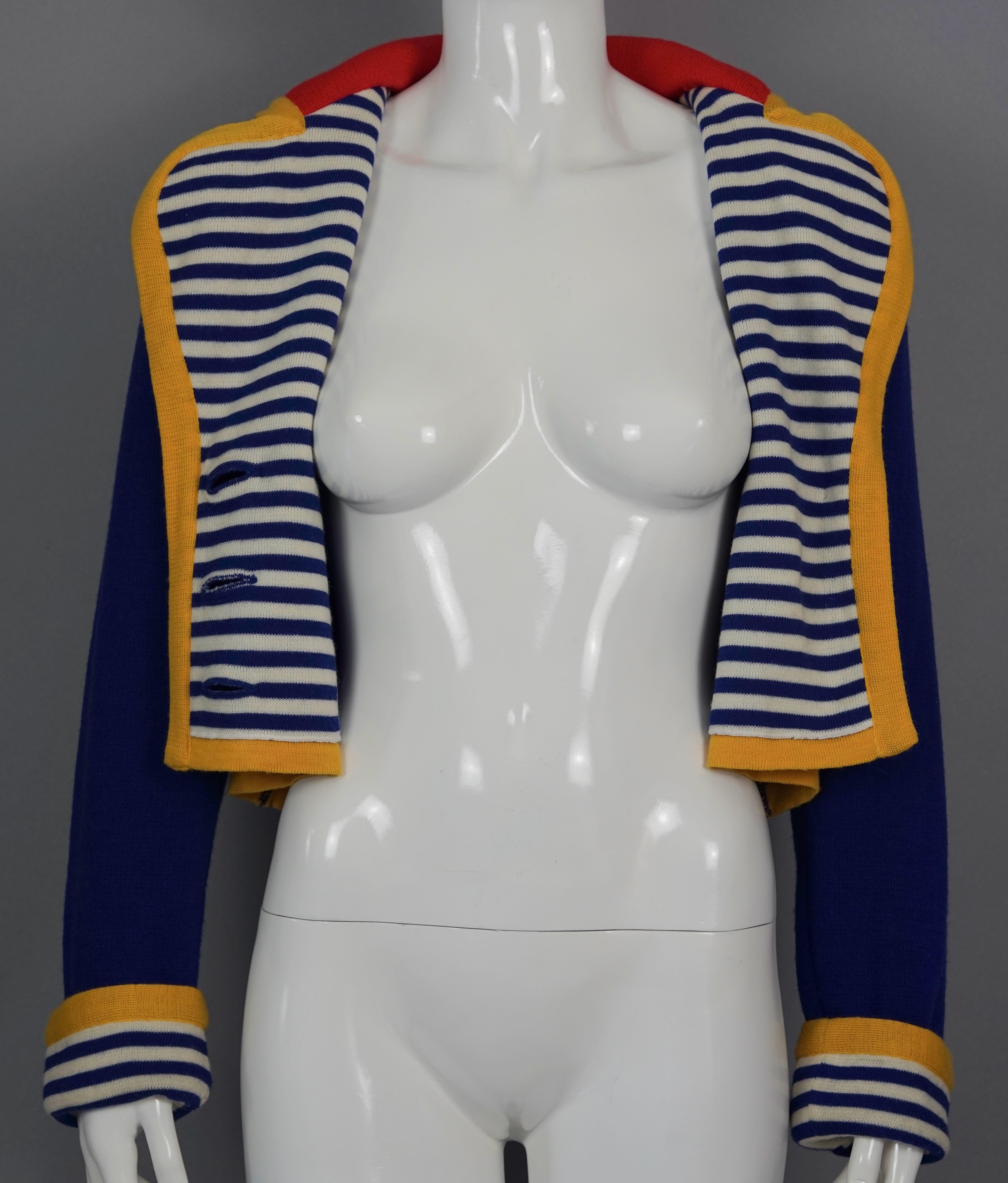 Vintage YVES SAINT LAURENT Pop Colour Sailor Knit Cropped Cardigan Jacket 4