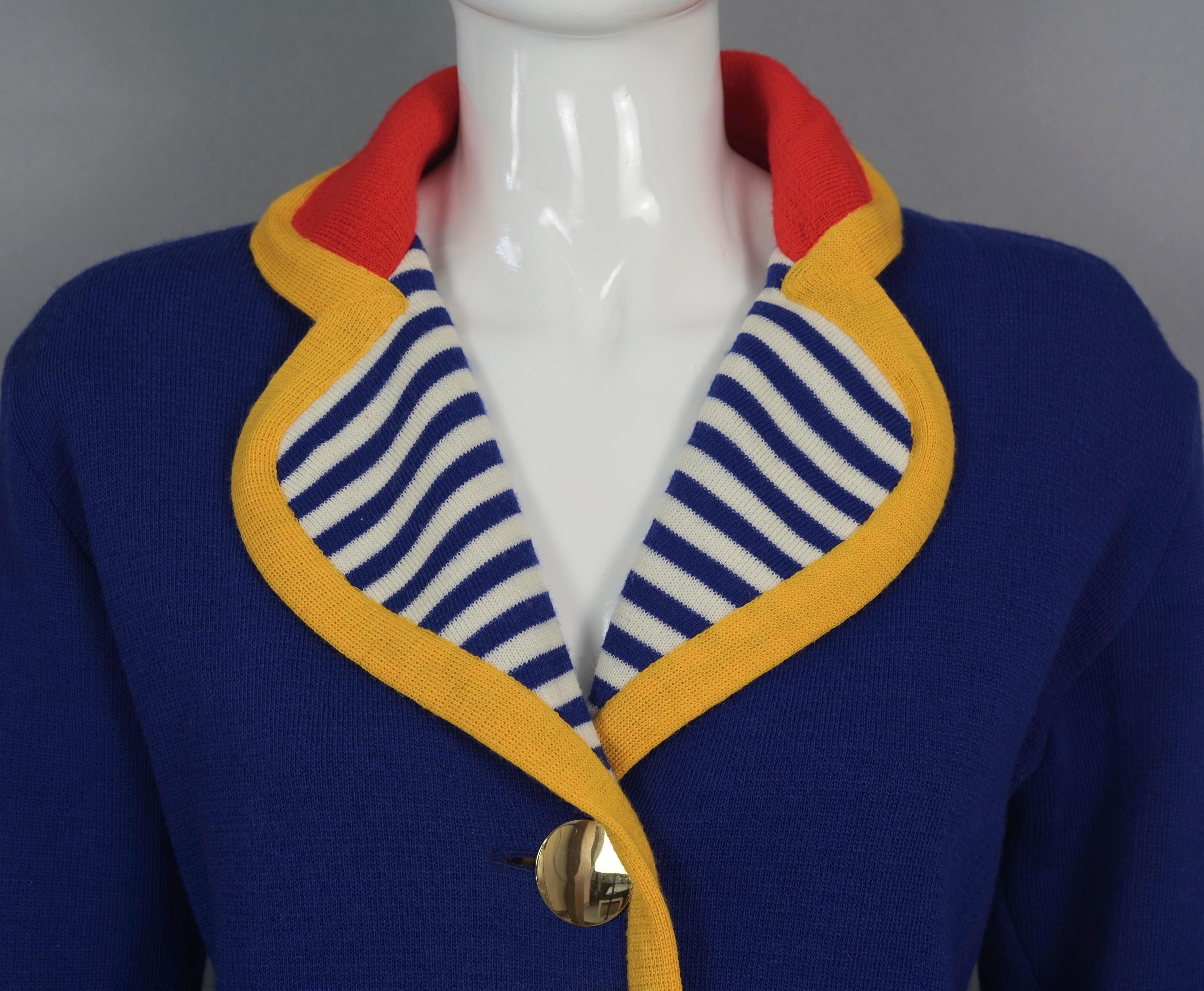 Vintage YVES SAINT LAURENT Pop Colour Sailor Knit Cropped Cardigan Jacket 1