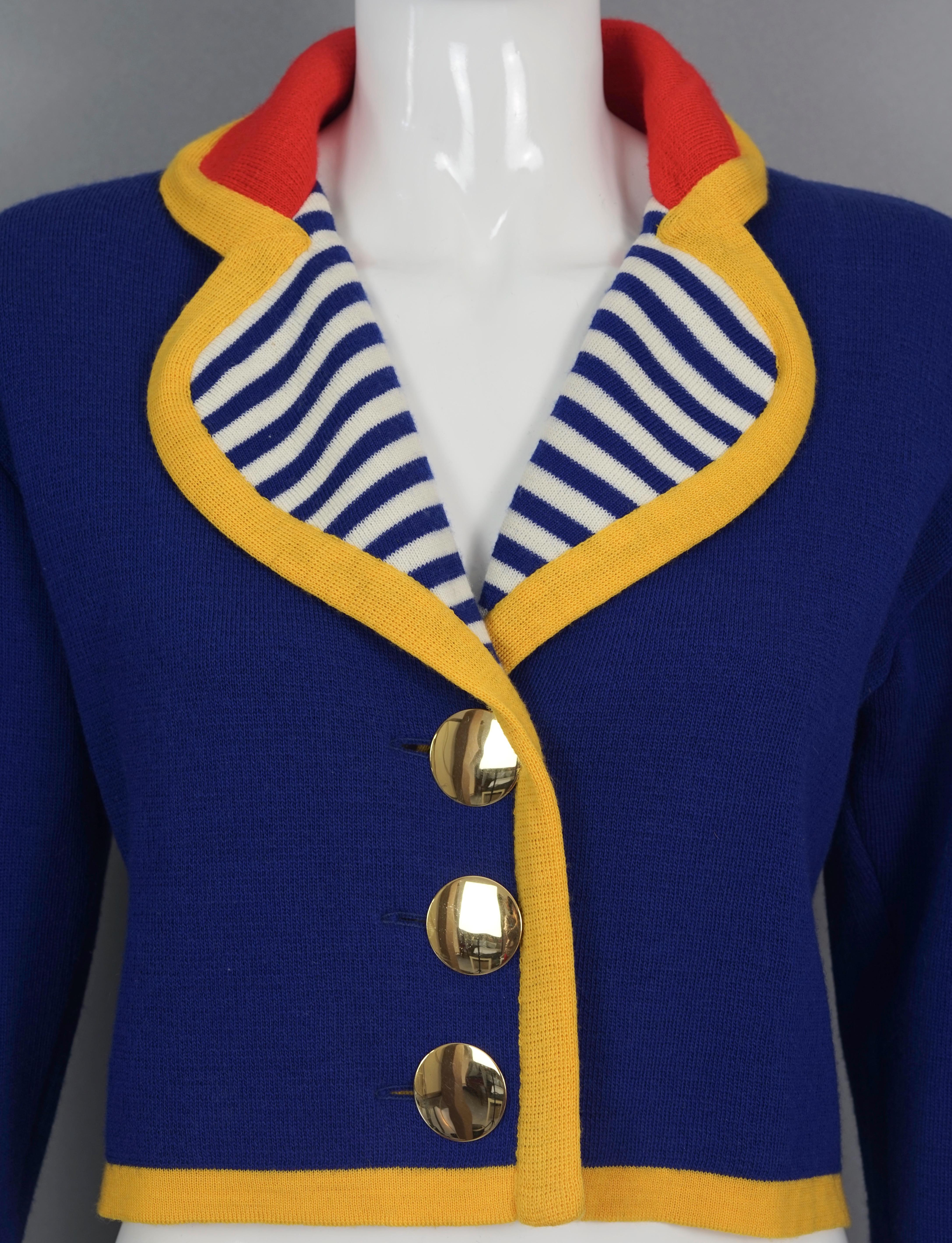 Vintage YVES SAINT LAURENT Pop Colour Sailor Knit Cropped Cardigan Jacket 2