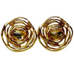 Vintage YVES SAINT LAURENT Poured Glass Swirl Earrings