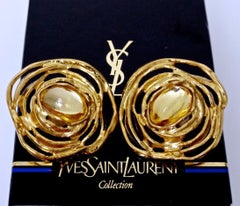 Vintage YVES SAINT LAURENT Poured Glass Swirl Earrings
