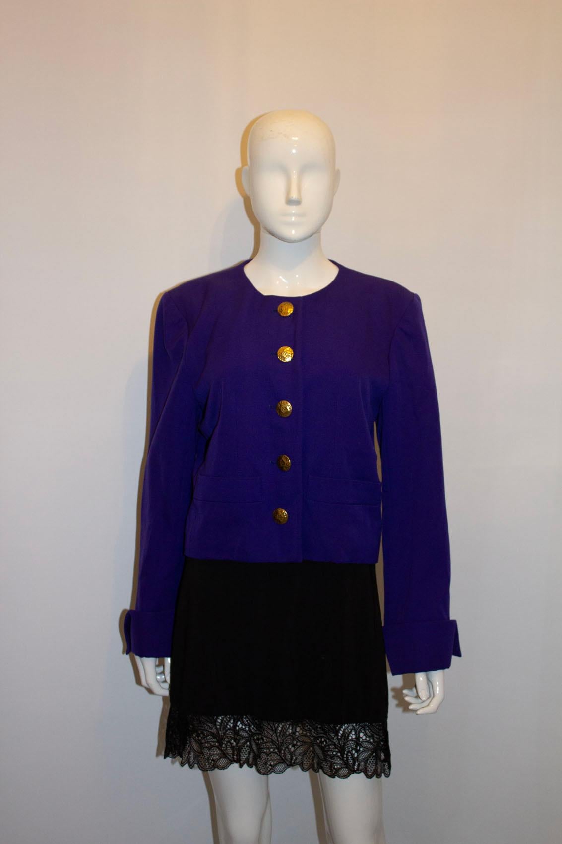 Vintage Yves Saint Laurent Purple Jacket For Sale 1