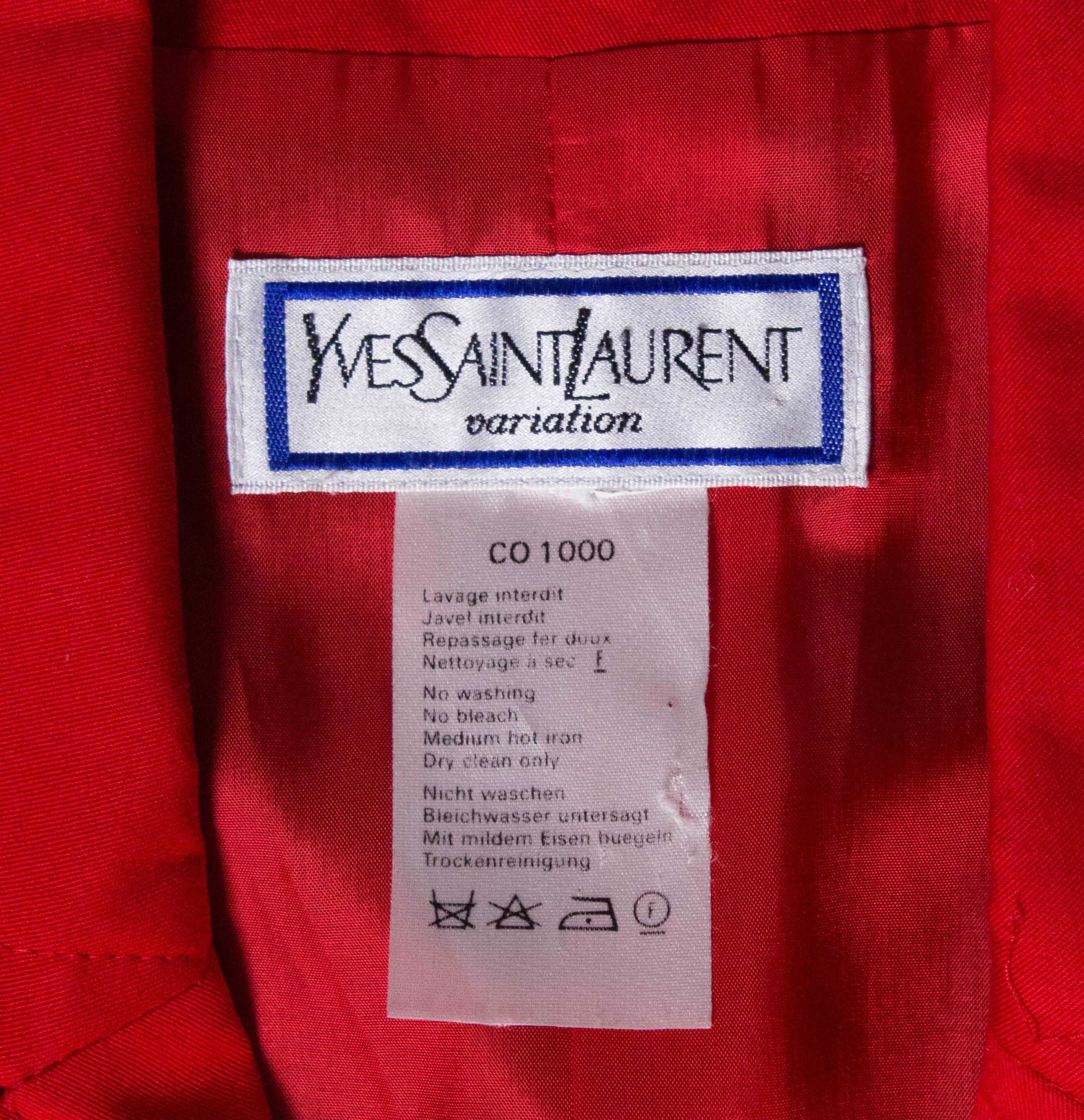 Vintage Yves Saint Laurent Red Jacket For Sale 2