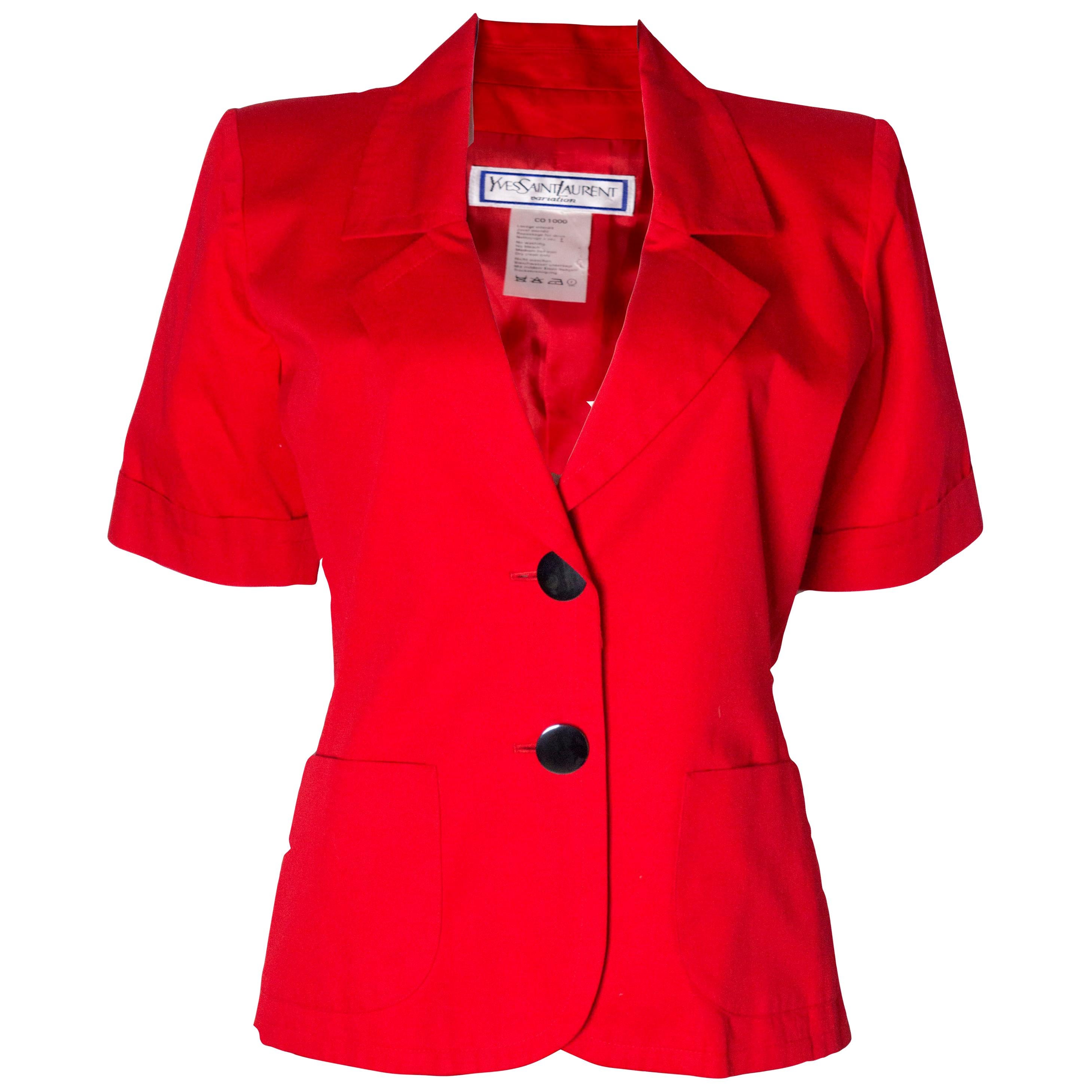 Vintage Yves Saint Laurent Red Jacket For Sale