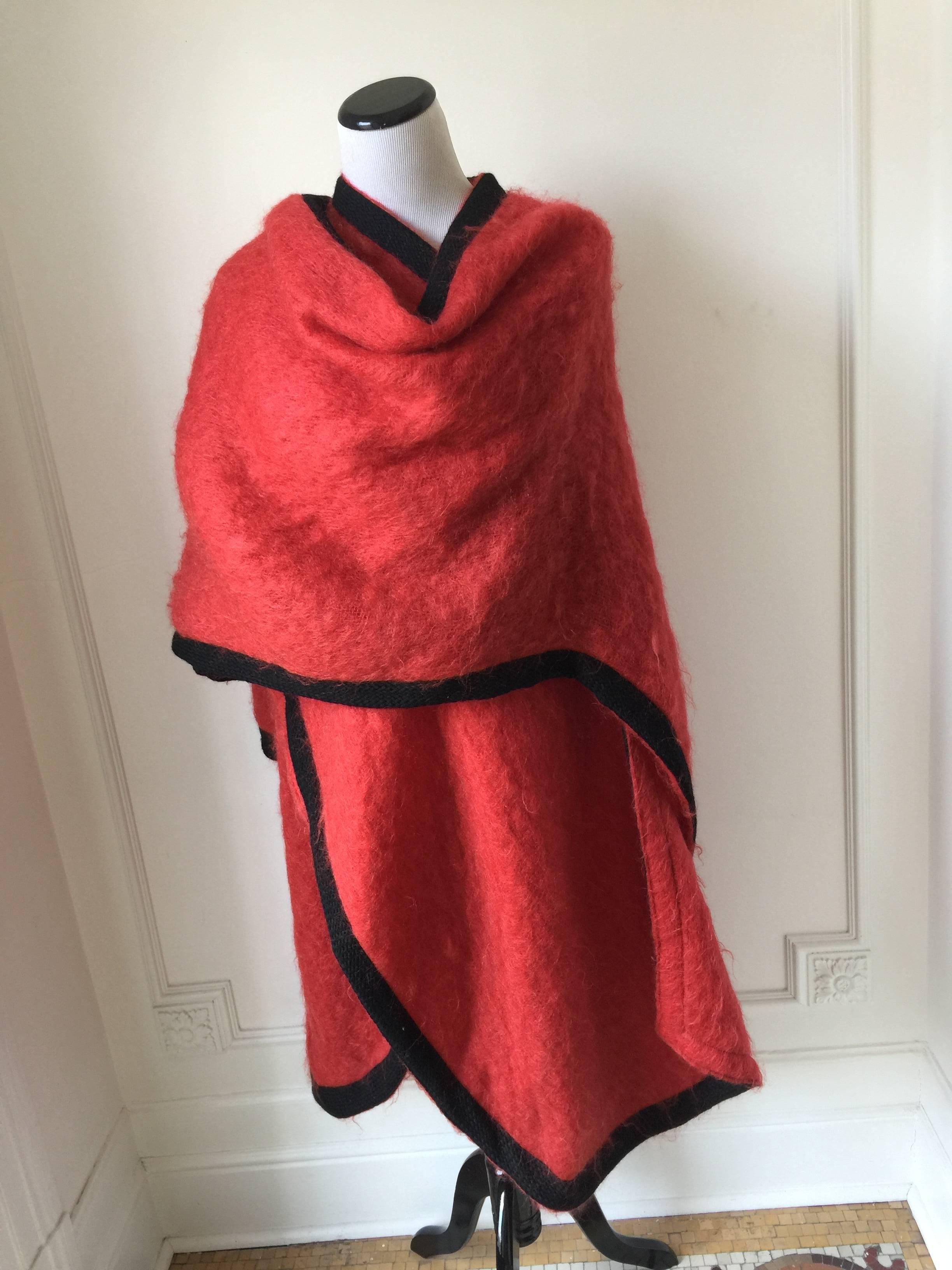 Women's Vintage Yves Saint Laurent Red Wool Cape