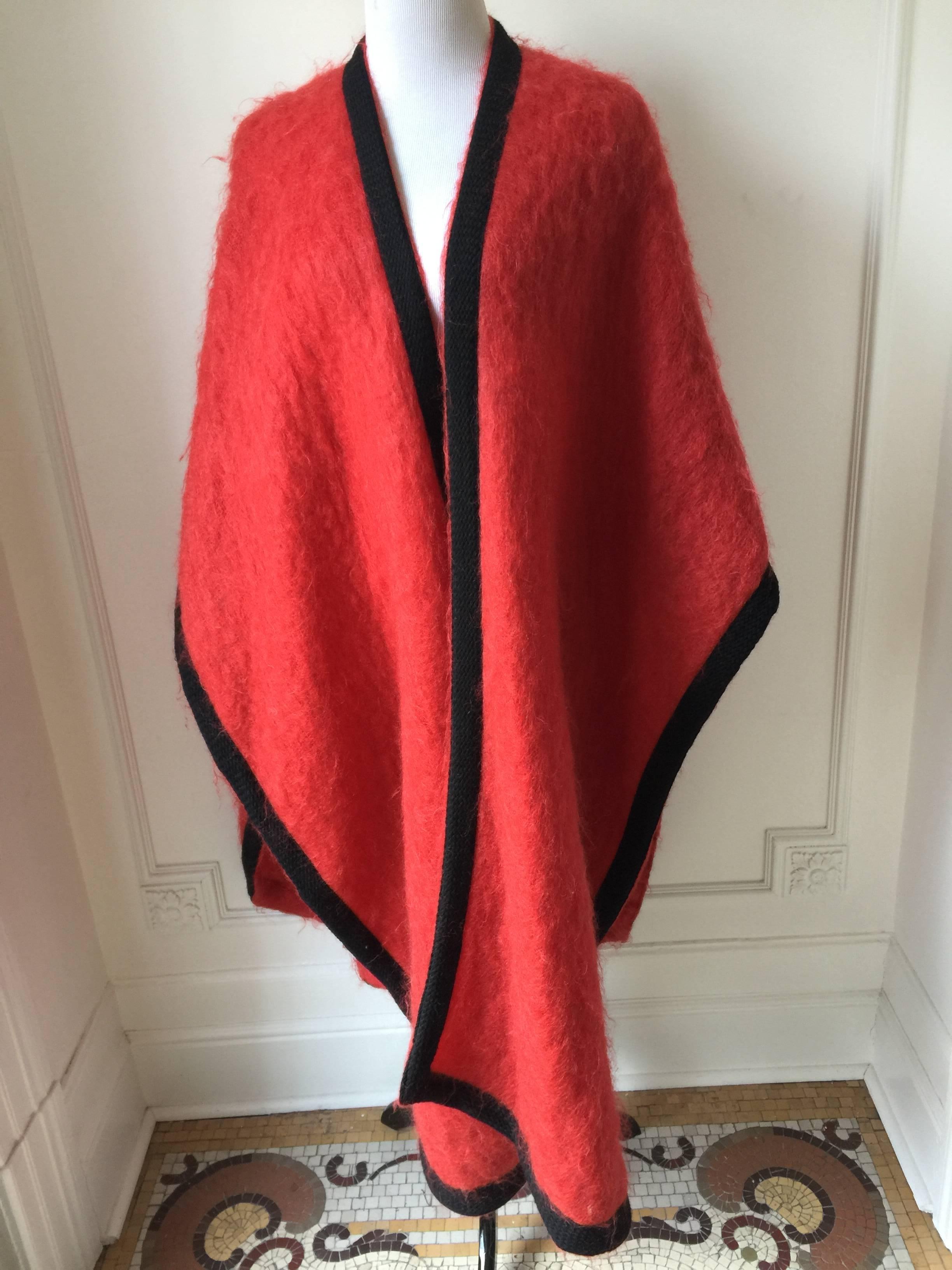 Vintage Yves Saint Laurent Red Wool Cape 2