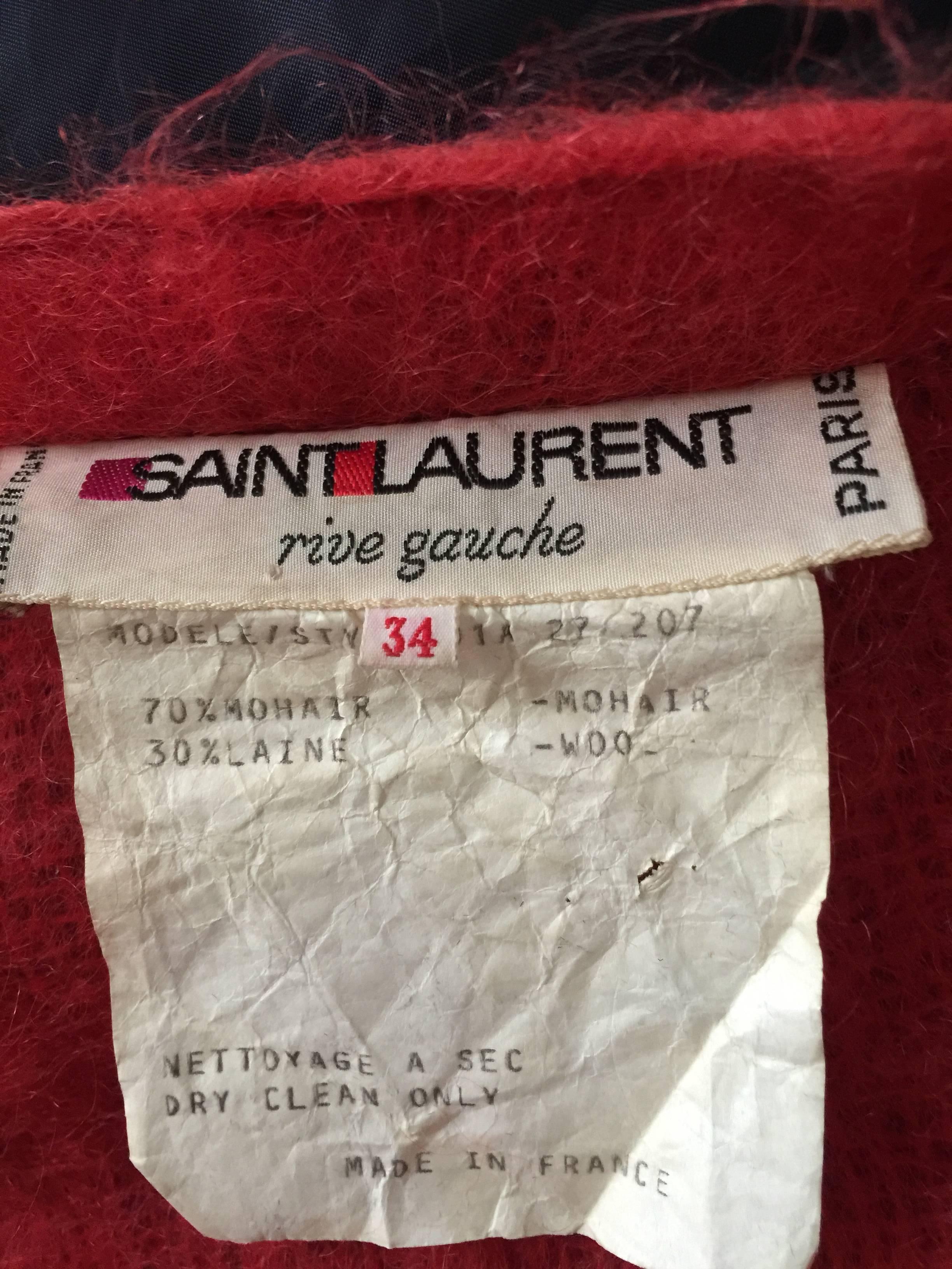 Vintage Yves Saint Laurent Red Wool Cape 3