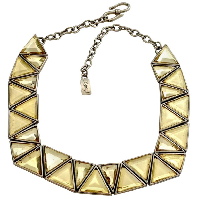 Vintage YVES SAINT LAURENT Resin Geometric Necklace by Robert Goossens