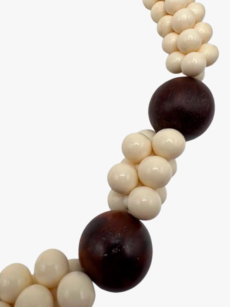Vintage Yves Saint Laurent Resin & Wood Bead African Collection Necklace, 1967 For Sale 1
