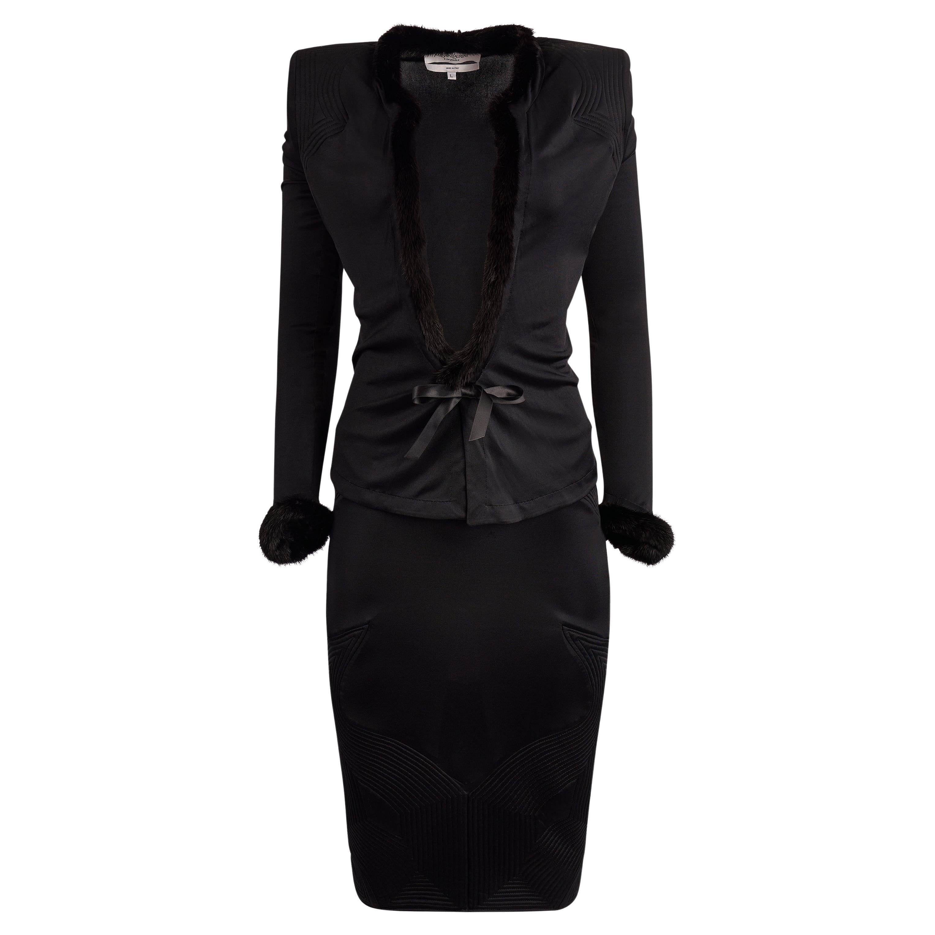 Yves Saint Laurent Rive Gauche A/I 2004, set di abiti in visone, vintage in vendita
