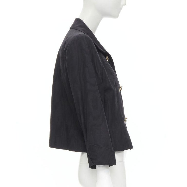 S/S 1989 Yves Saint Laurent Rive Gauche Black Wool Wrap Button Skirt