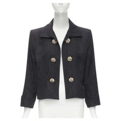 vintage YVES SAINT LAURENT Rive Gauche black crystal gilted buttons jacket FR42