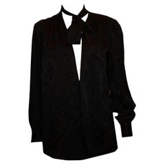 Vintage Yves Saint Laurent Rive Gauche Black Silk Blouse