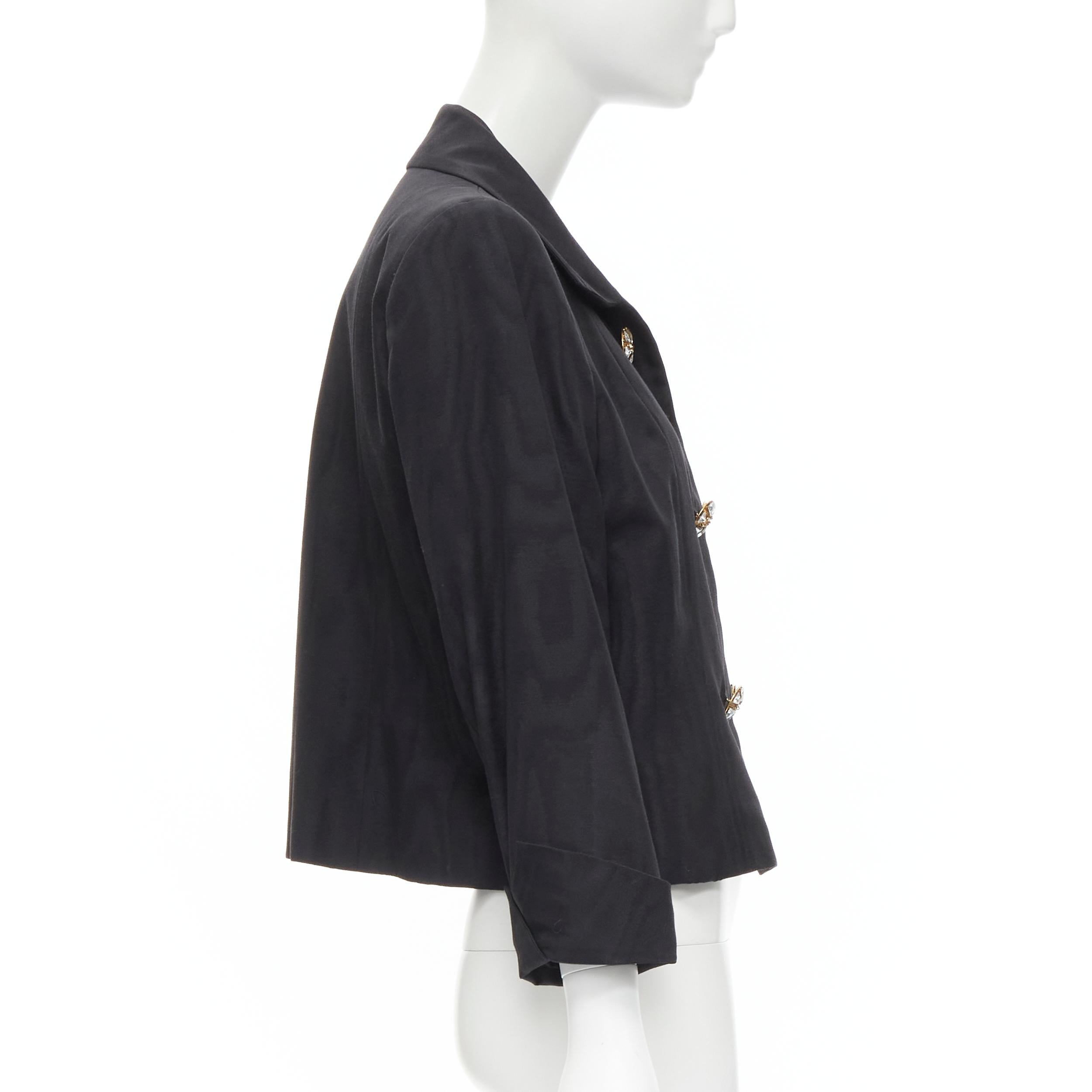 Yves Saint Laurent Rive Gauche vintage in twill nero con bottoni trapuntati e cristalli per la cena In condizioni buone a Hong Kong, NT