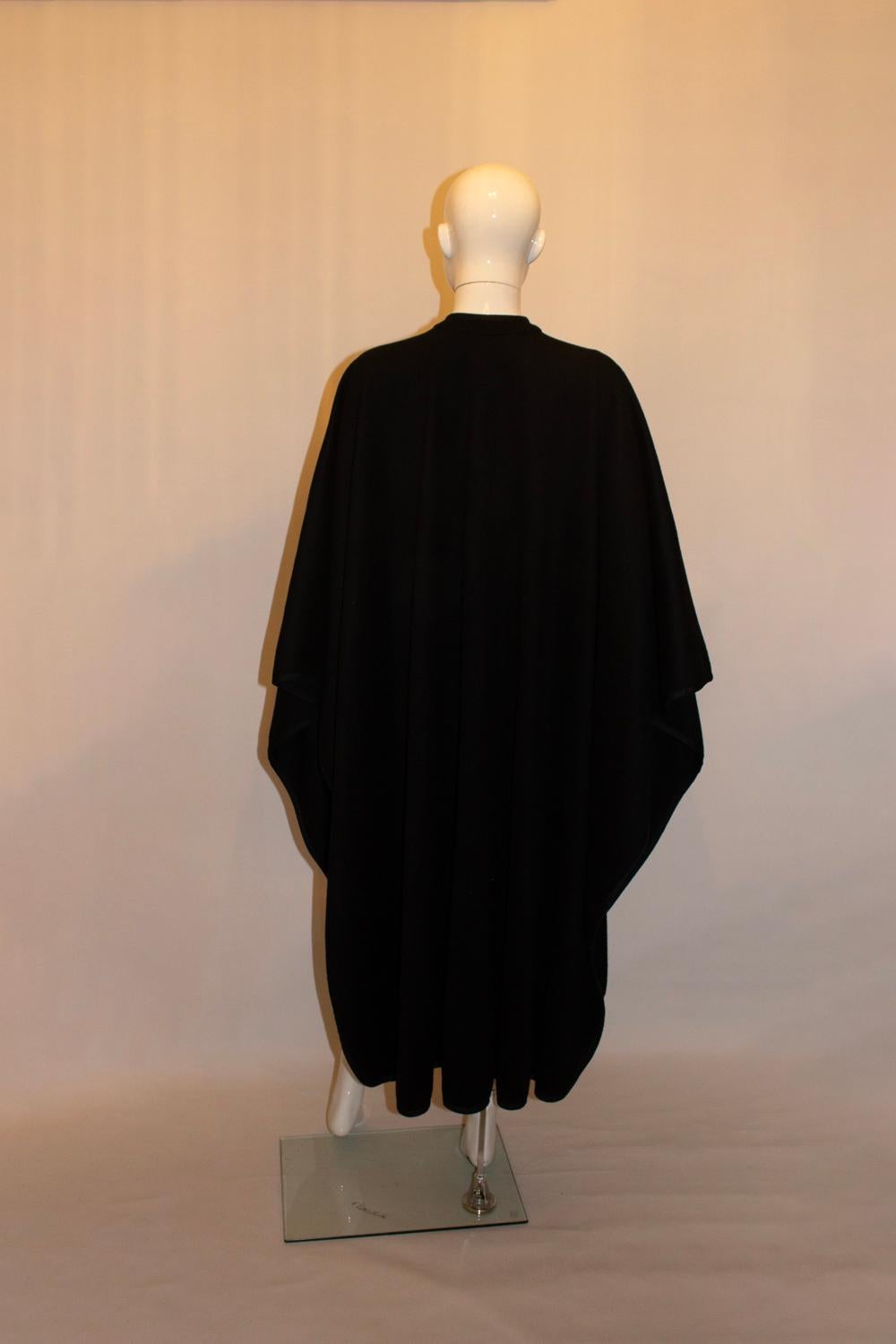 Vintage Yves Saint Laurent Rive Gauche Black Wool Cape In Good Condition For Sale In London, GB