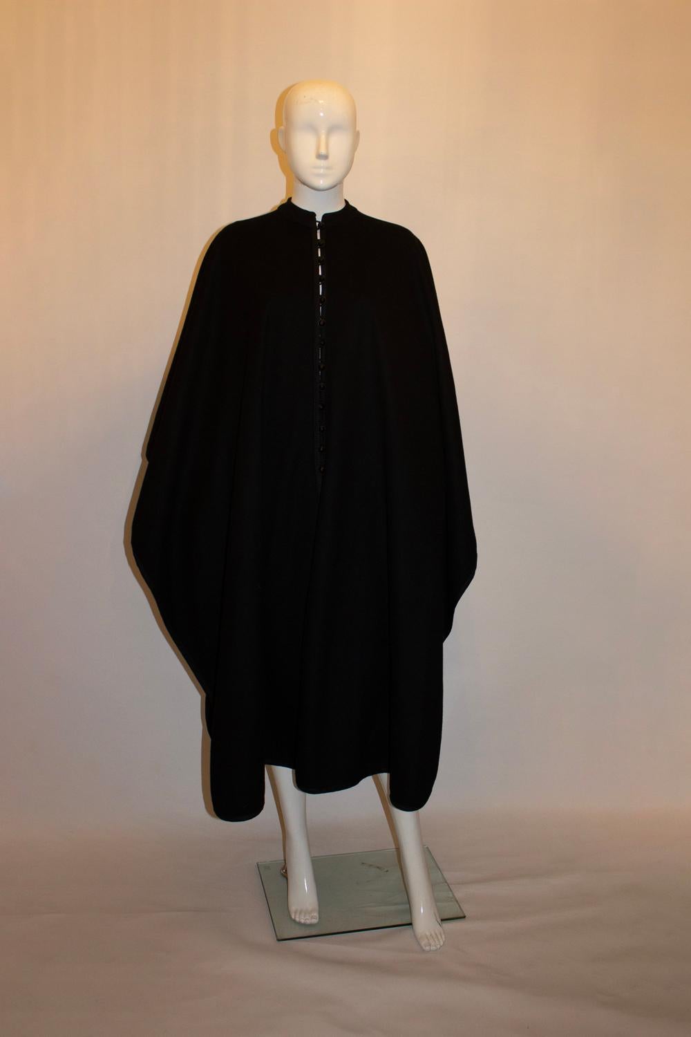 Vintage Yves Saint Laurent Rive Gauche Black Wool Cape For Sale 3