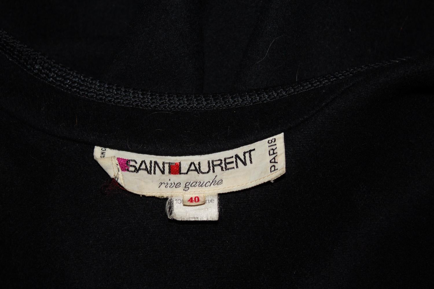 Vintage Yves Saint Laurent Rive Gauche Black Wool Cape For Sale 4