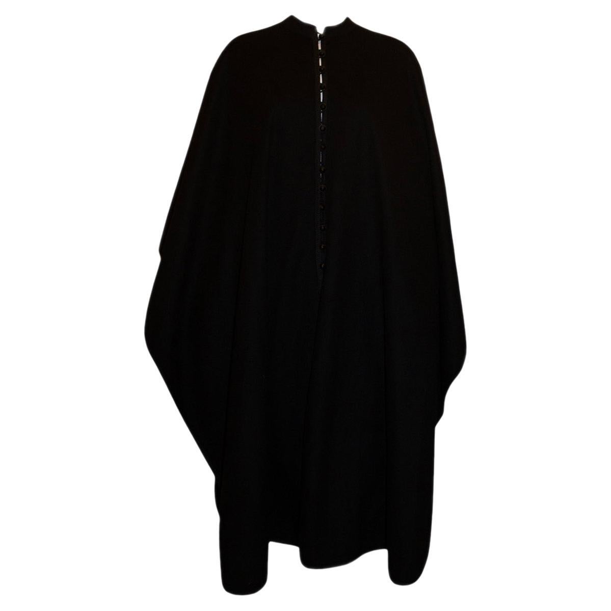 Vintage Yves Saint Laurent Rive Gauche Black Wool Cape For Sale