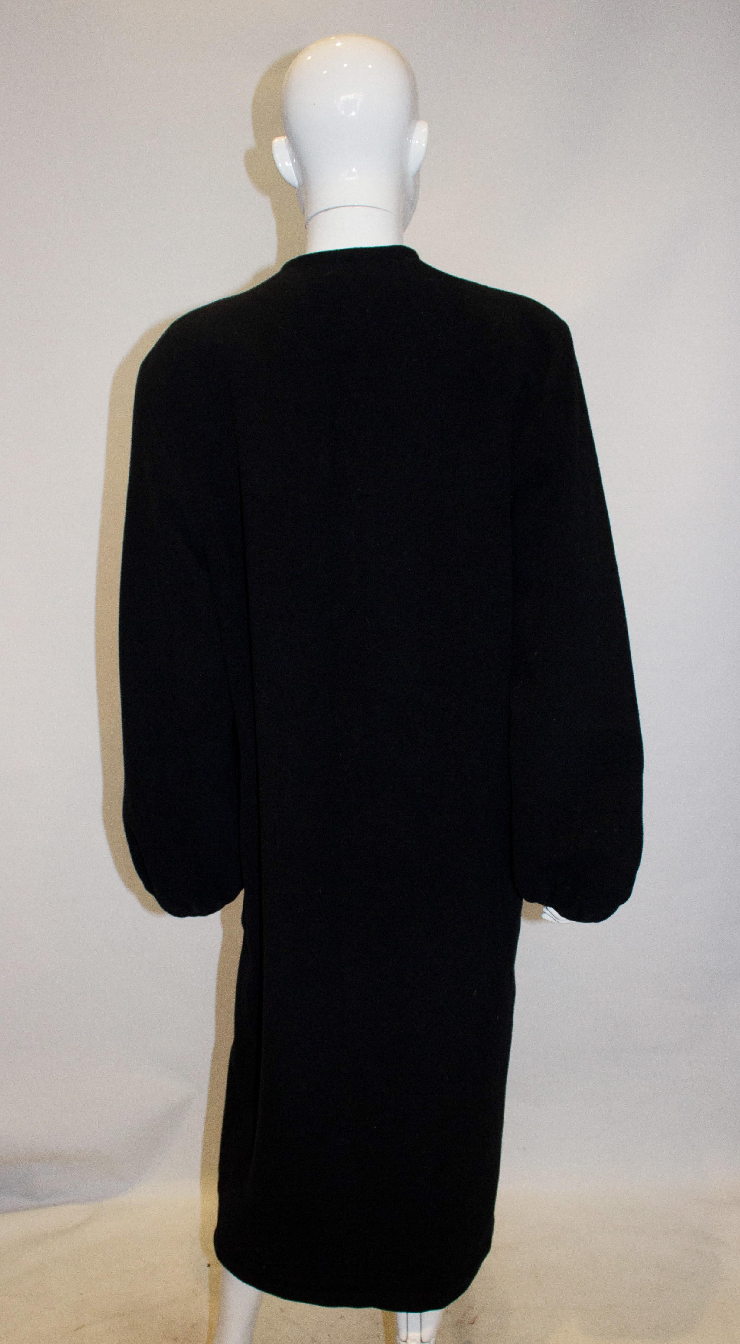 Vintage Yves Saint Laurent Rive Gauche Black Wool Coat In Good Condition In London, GB