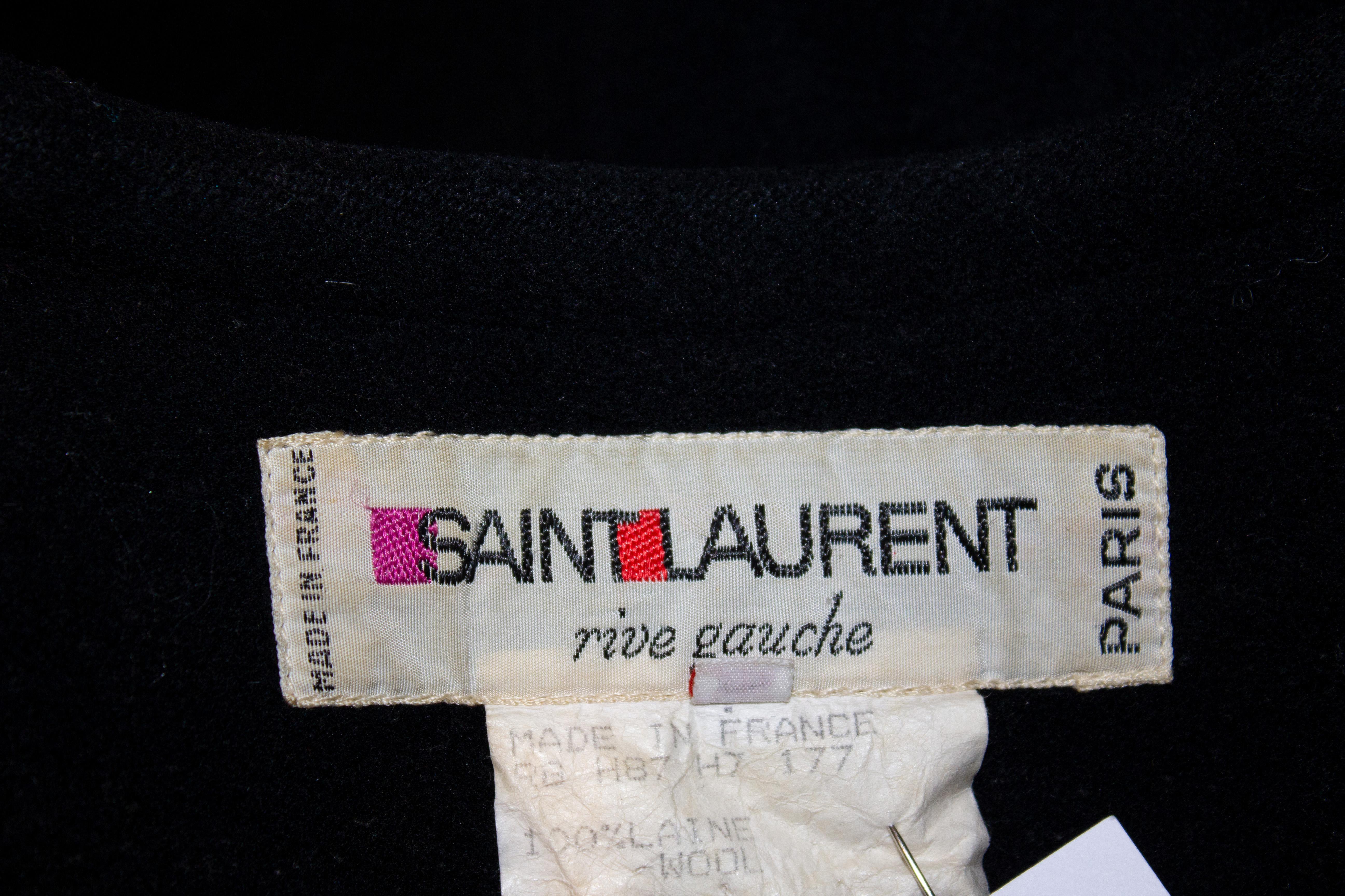 Women's Vintage Yves Saint Laurent Rive Gauche Black Wool Coat
