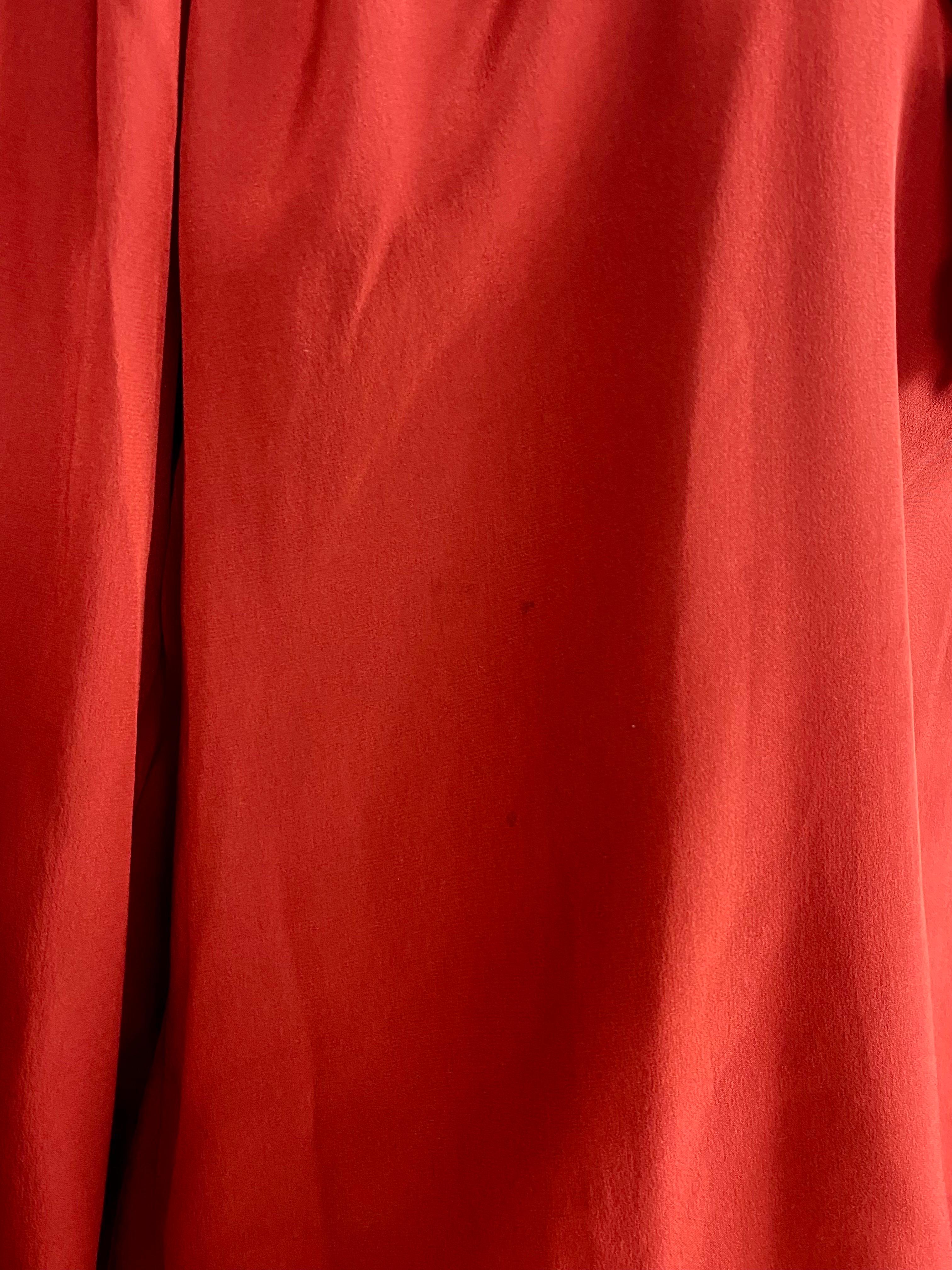 Vintage Yves saint Laurent Rive Gauche blouse from 1970. Cardinal Red. For Sale 6