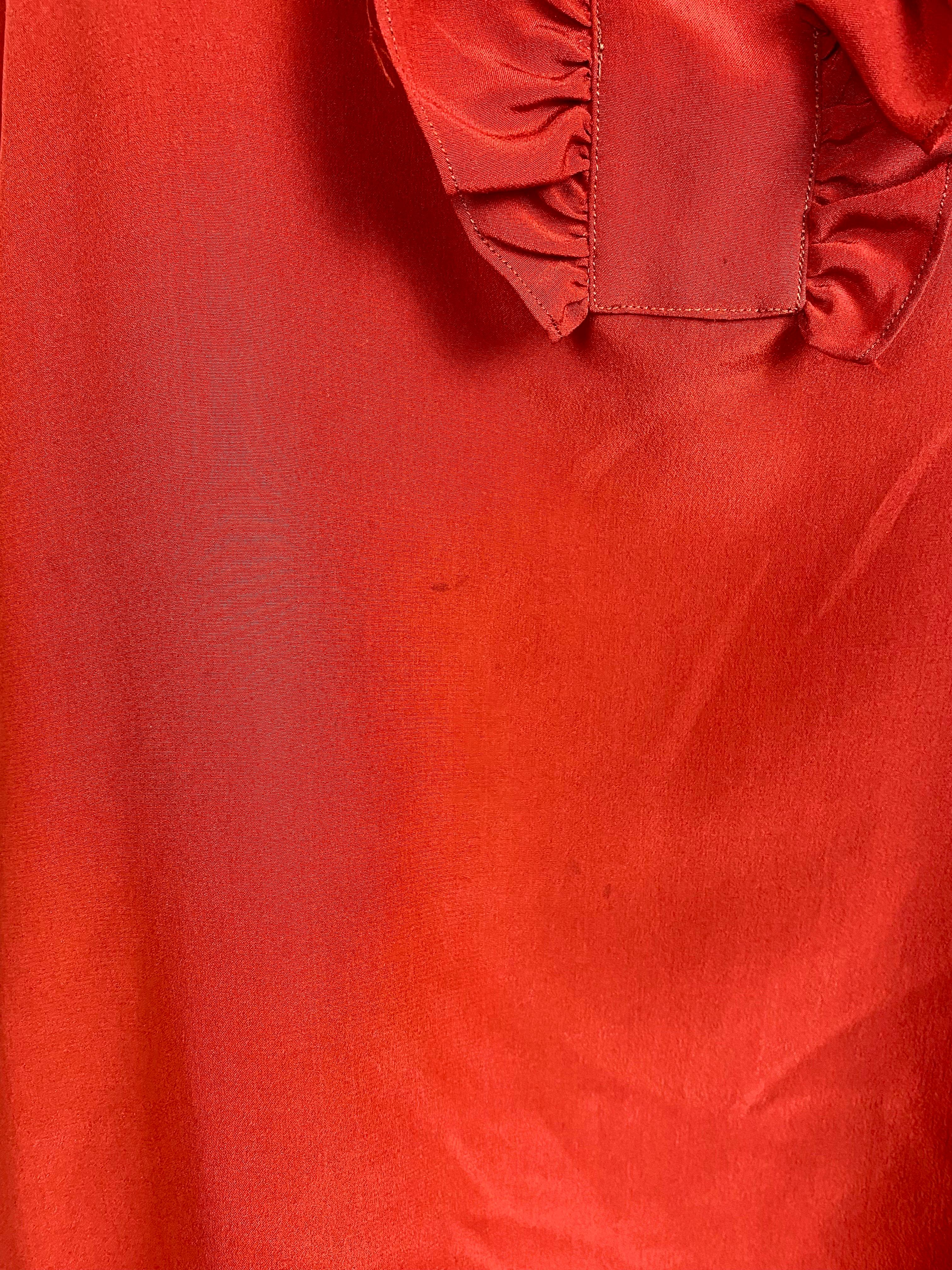 Vintage Yves saint Laurent Rive Gauche blouse from 1970. Cardinal Red. For Sale 7